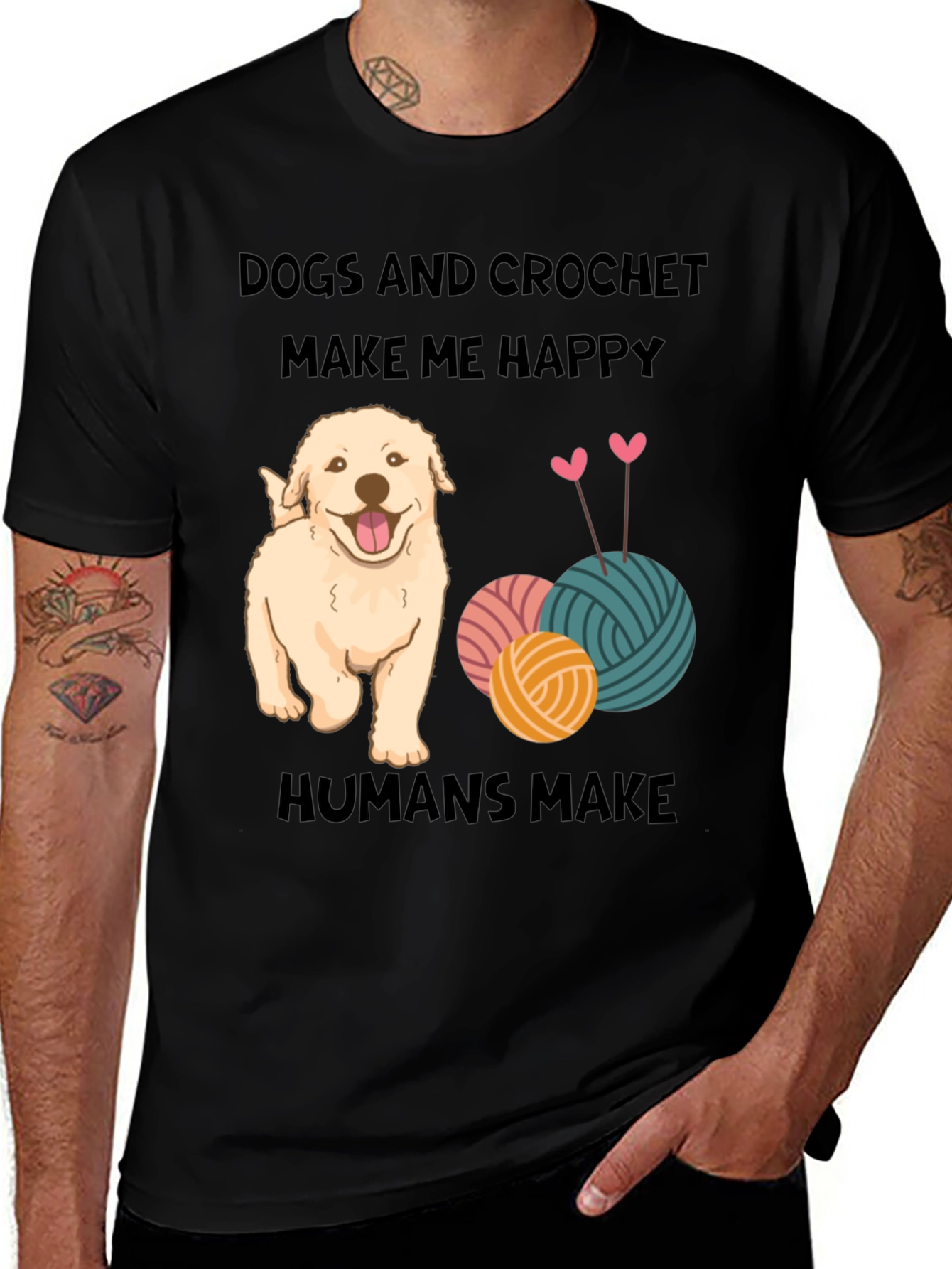 Variant 19 of Dogs & Crochet T-Shirt: Happy Vibes
