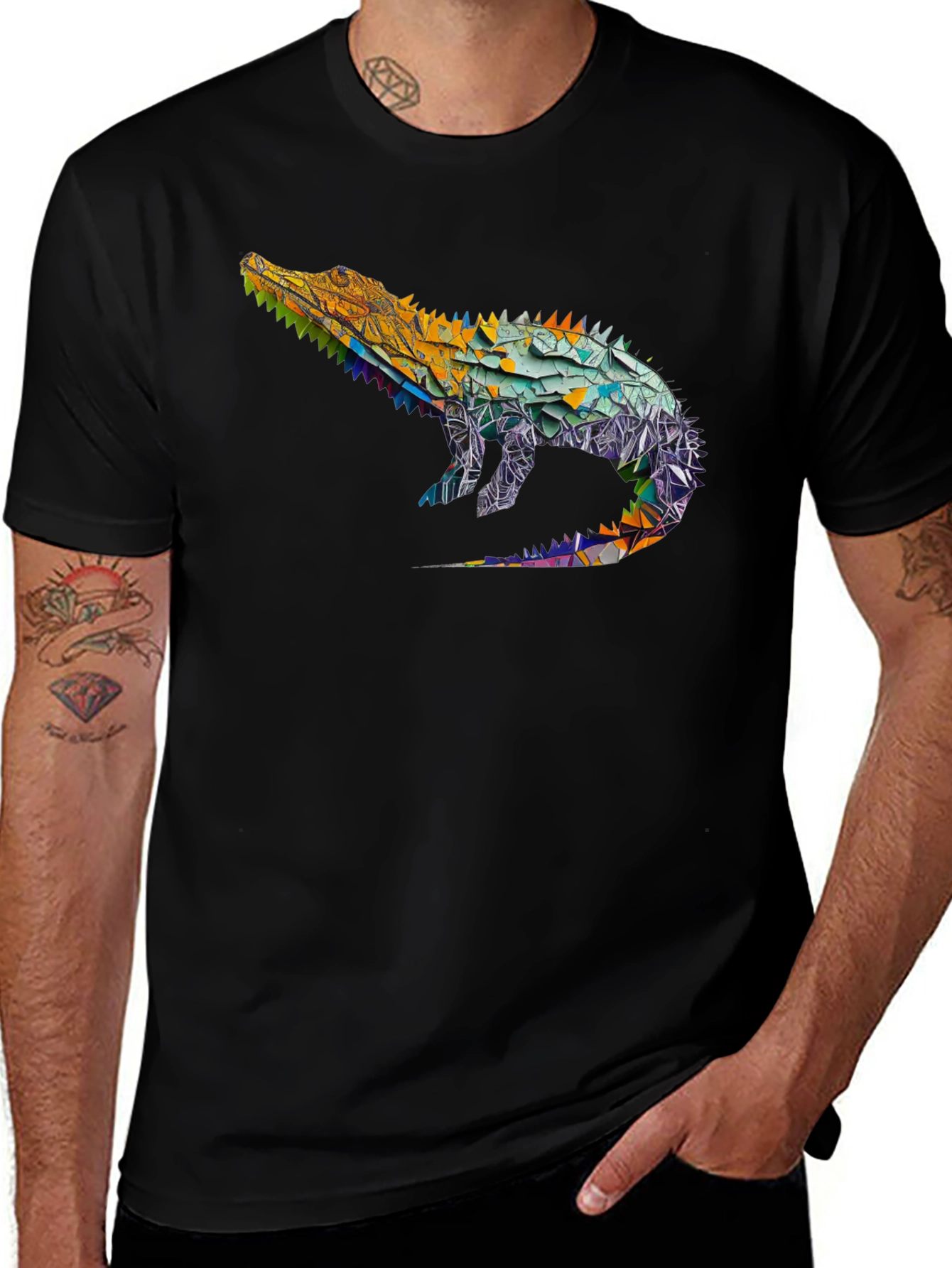Variant 7 of Geometric Alligator Graphic Tee - Modern Style
