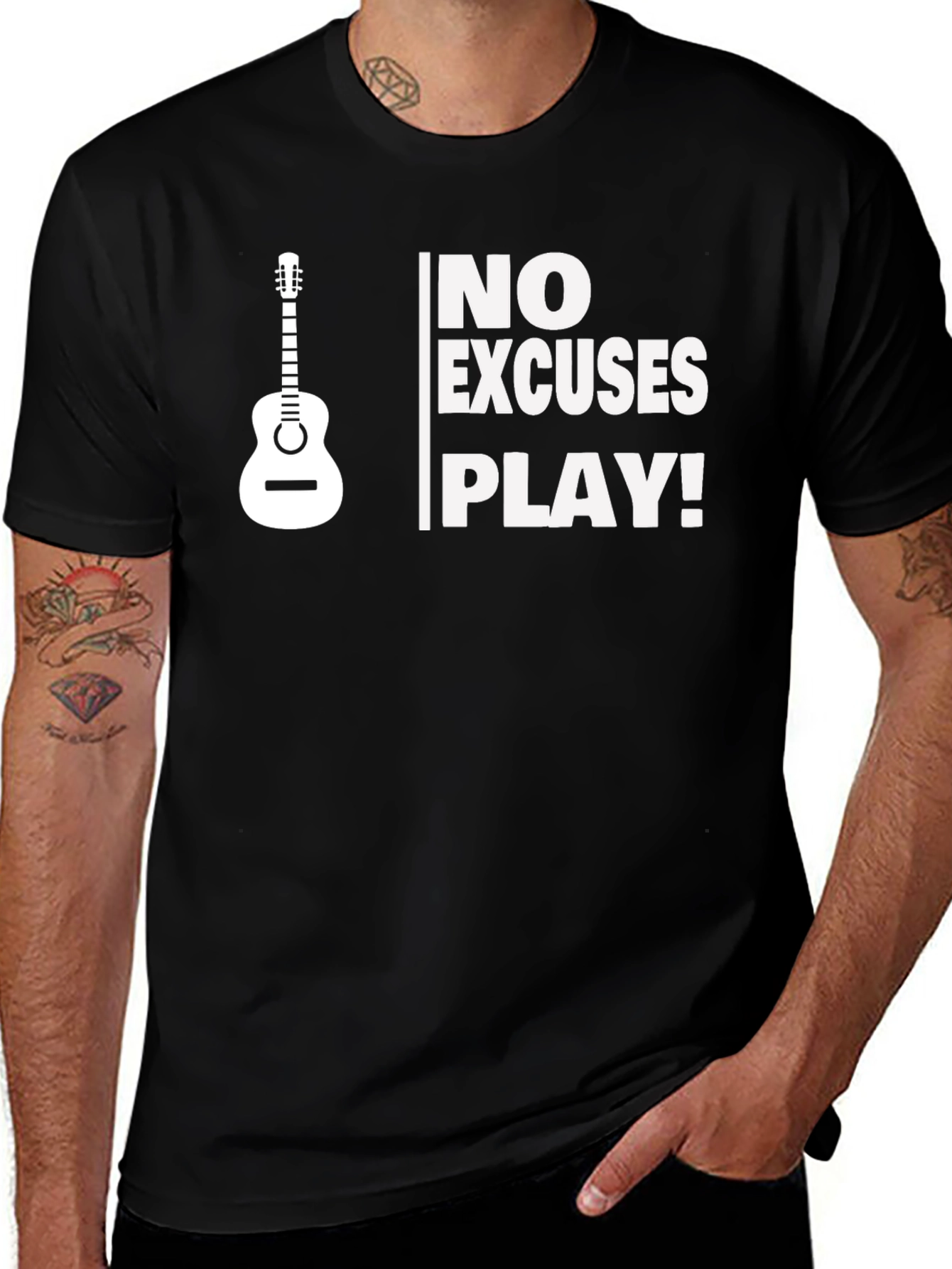 Variant 8 of No Excuses Guitar Tee