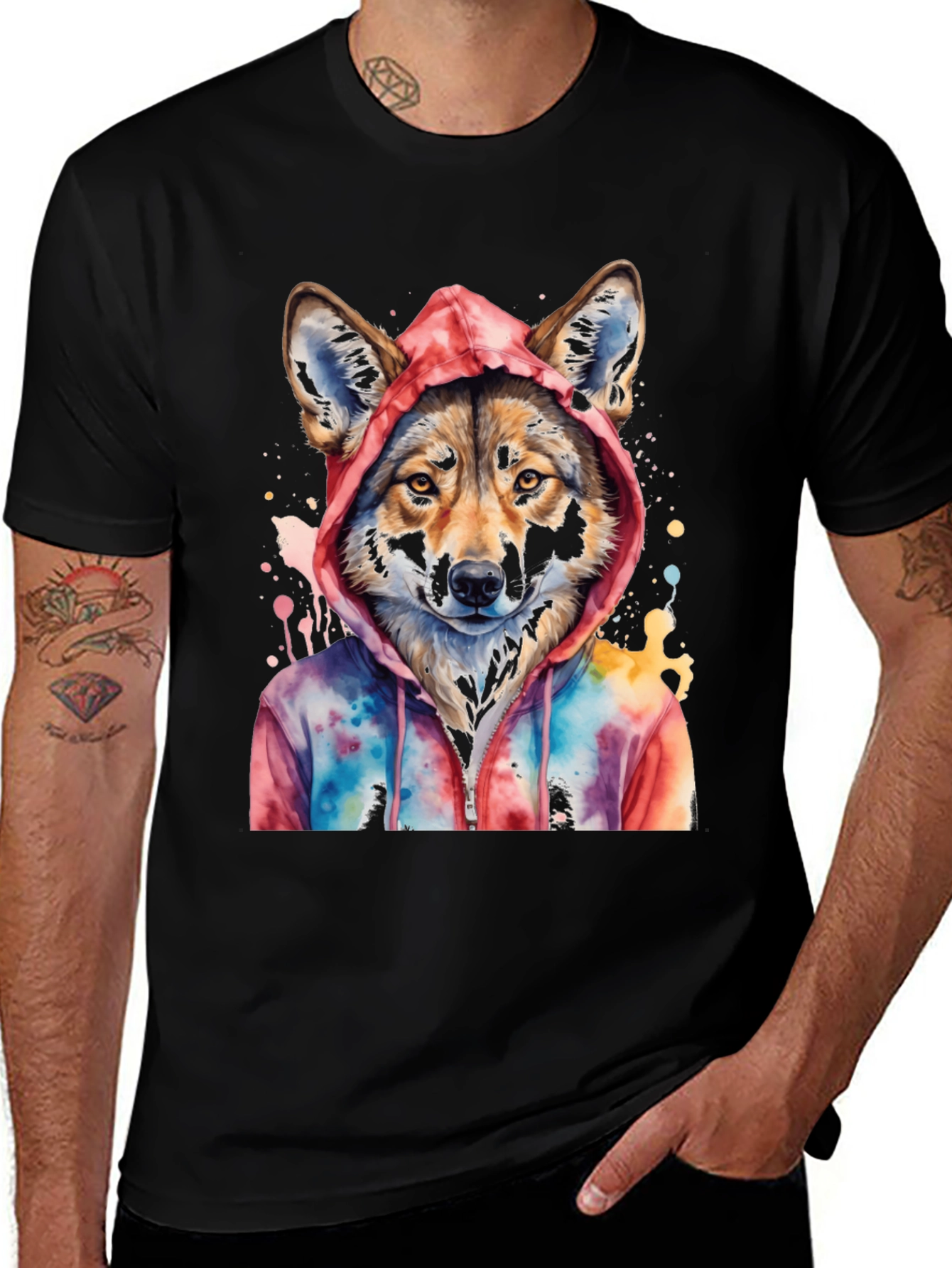 Variant 15 of Wolf Hoodie Tee - Artistic Animal Graphic
