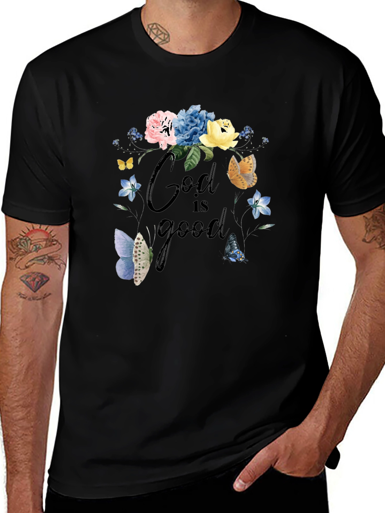 Variant 19 of God is Good Butterfly & Floral Graphic T-Shirt