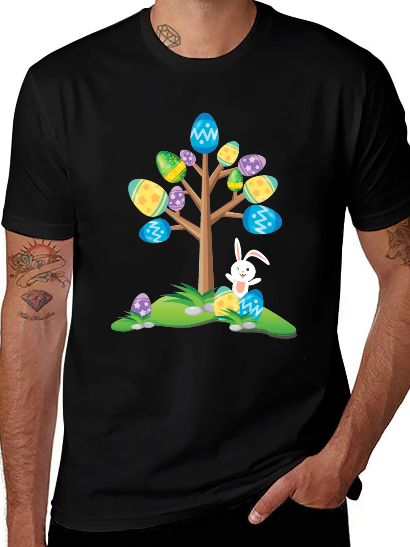 Easter Egg Tree Bunny T-Shirt - Fun Holiday Apparel