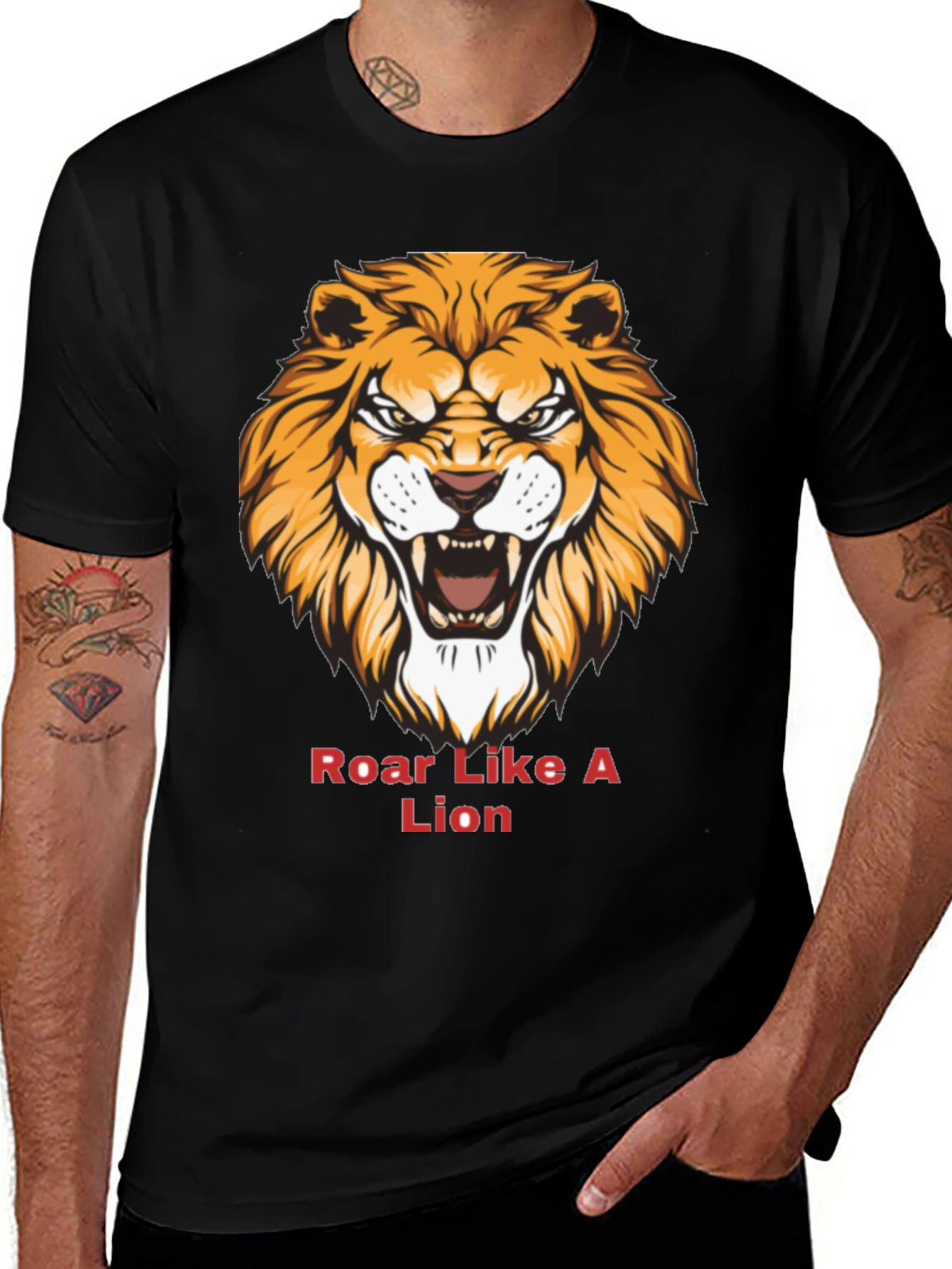 Variant 22 of Roar Like A Lion Graphic T-Shirt - Black