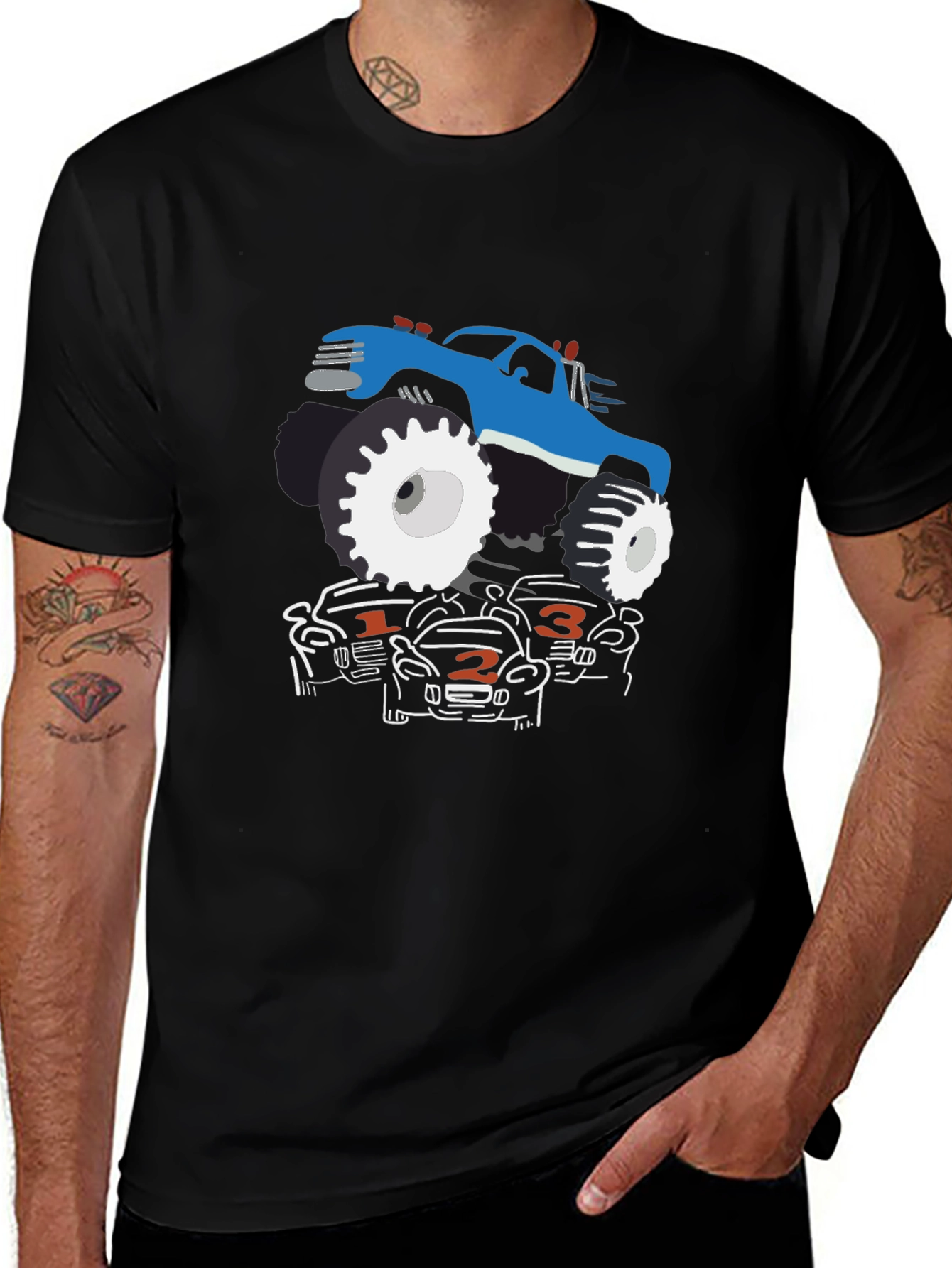 Variant 13 of Monster Truck Graphic Tee - Black Cotton Blend