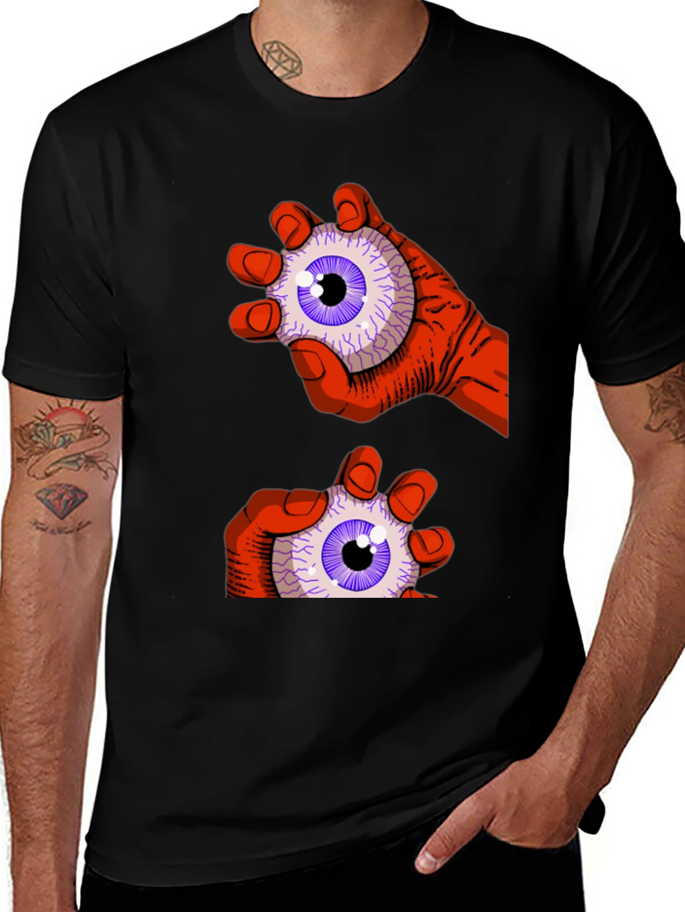 Variant 13 of Eyeball Grab Graphic Tee - Black