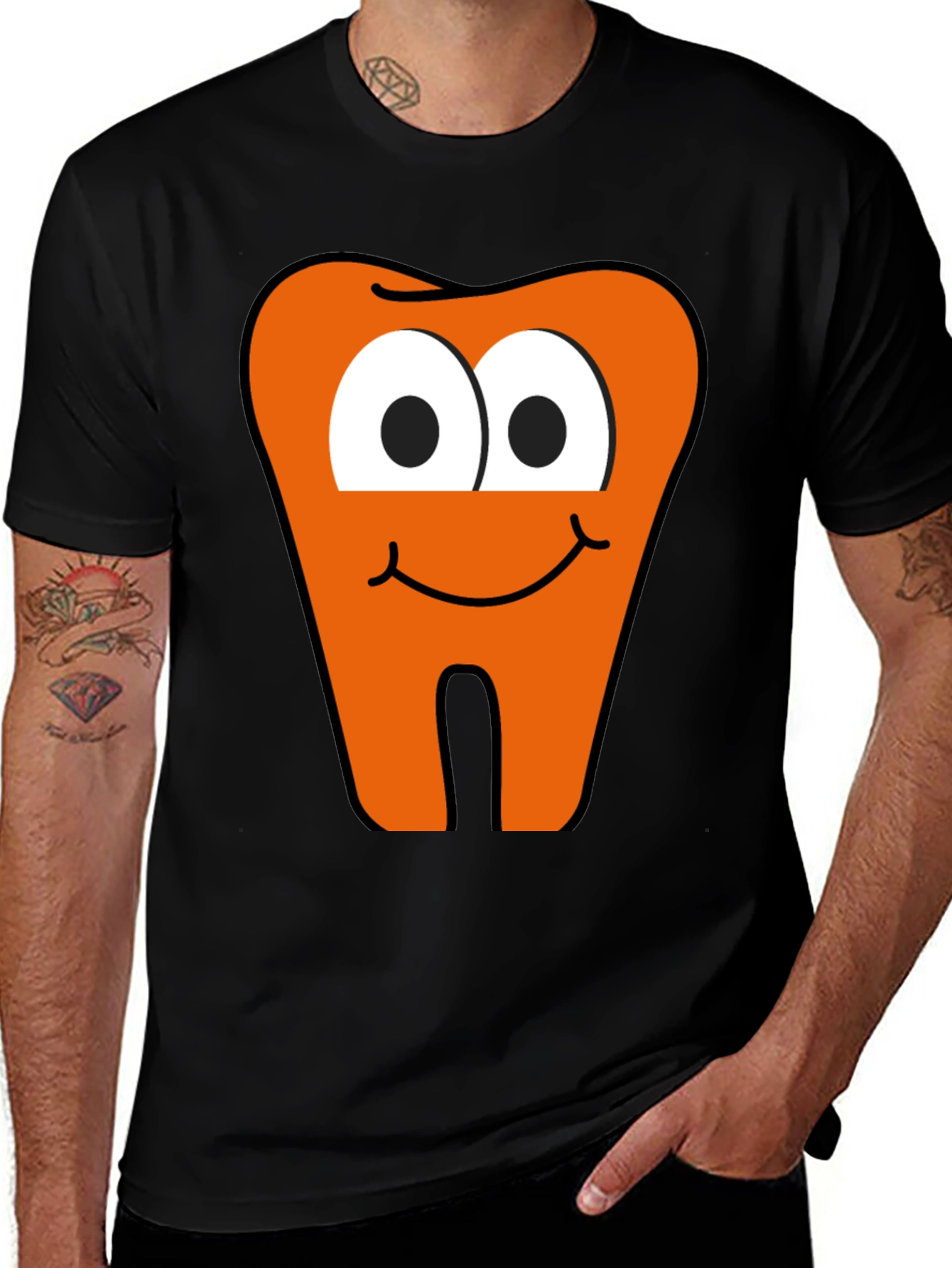 Variant 29 of Funny Tooth Graphic Tee - Black Cotton T-Shirt