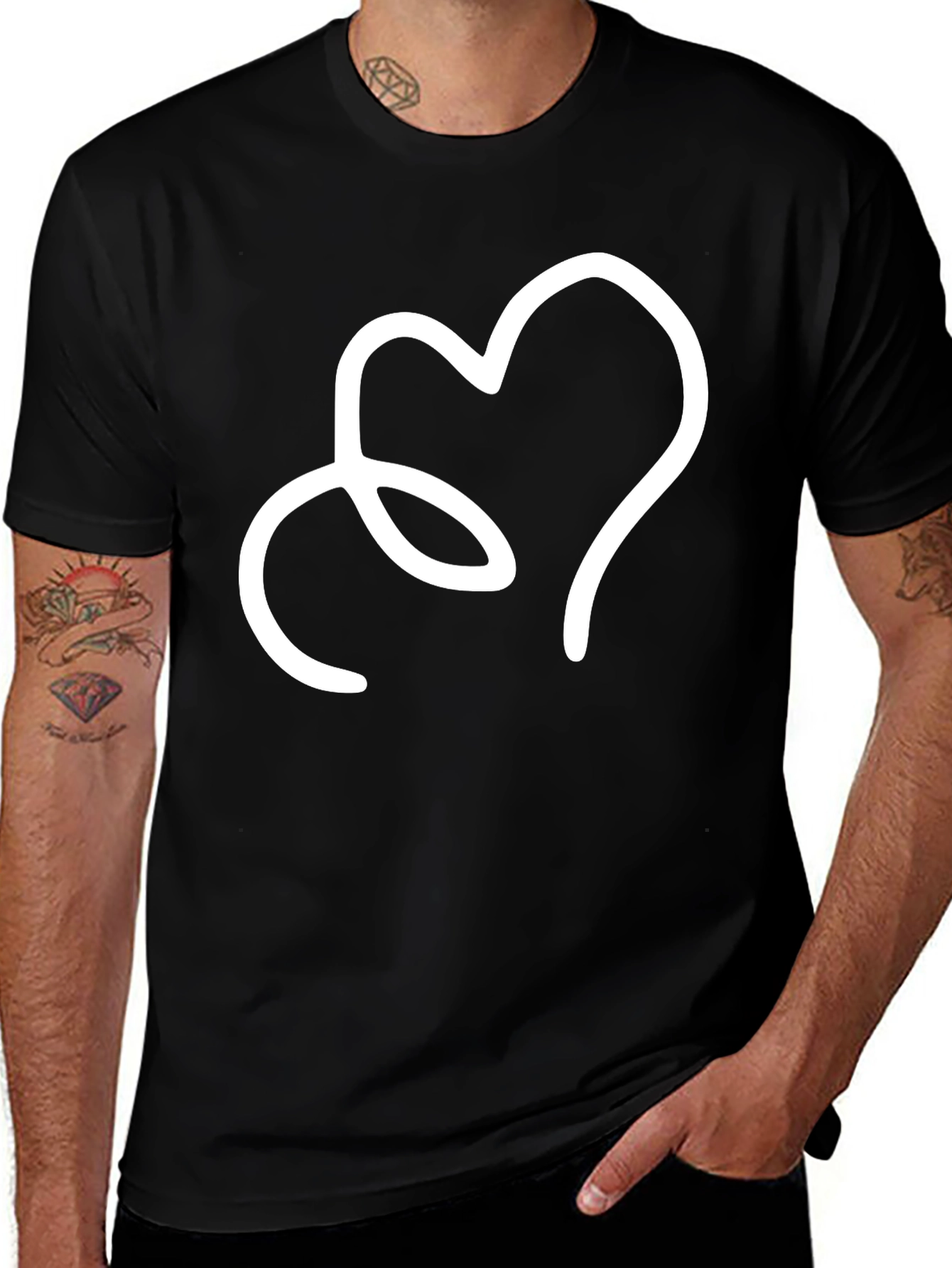 Variant 19 of Heart Line Art Black T-Shirt