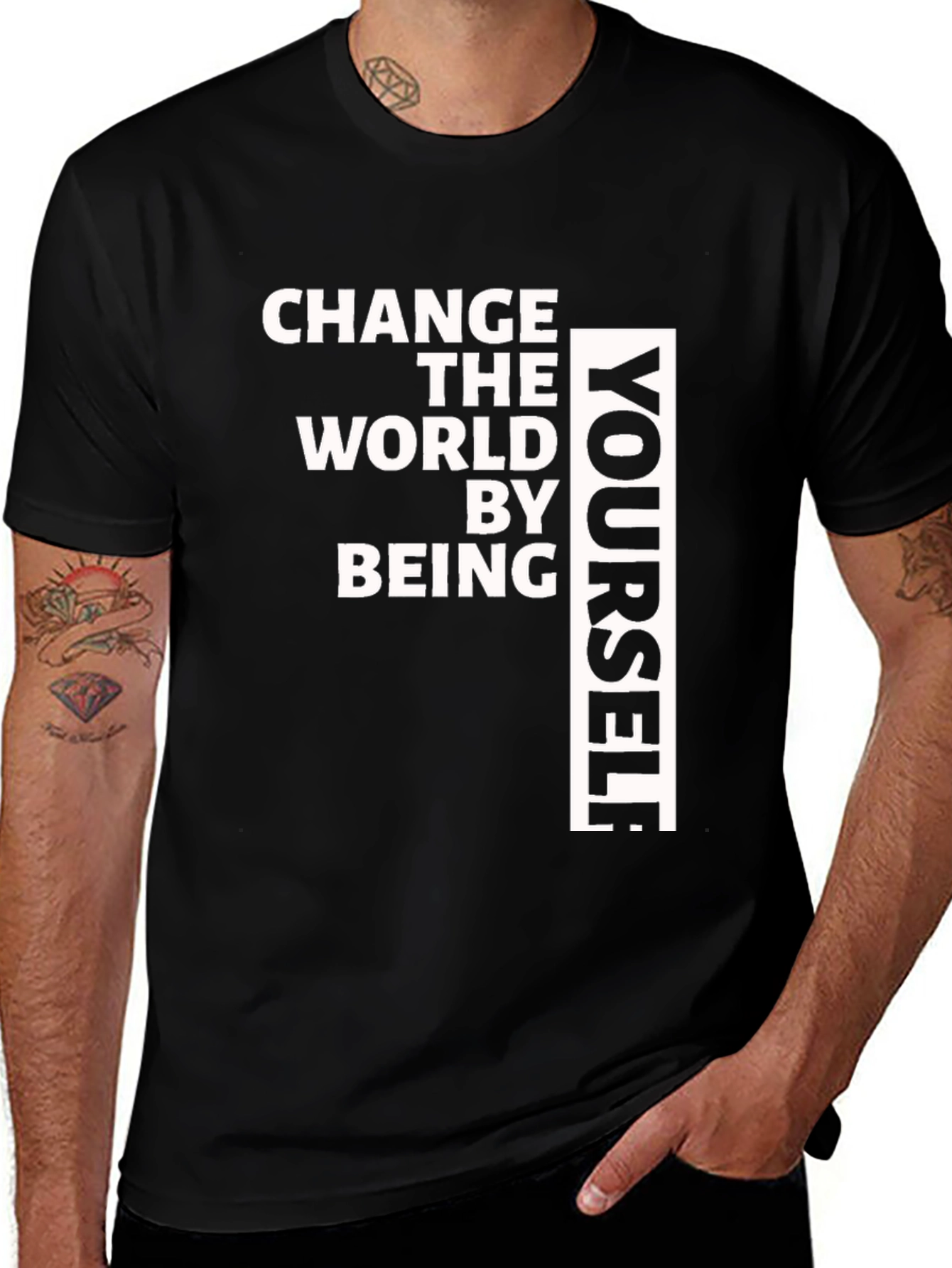 Variant 15 of Change The World T-Shirt - Be Yourself Tee