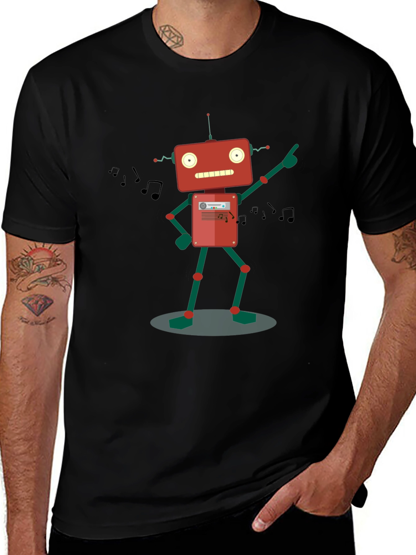 Variant 7 of Retro Robot Music Lover Graphic T-Shirt