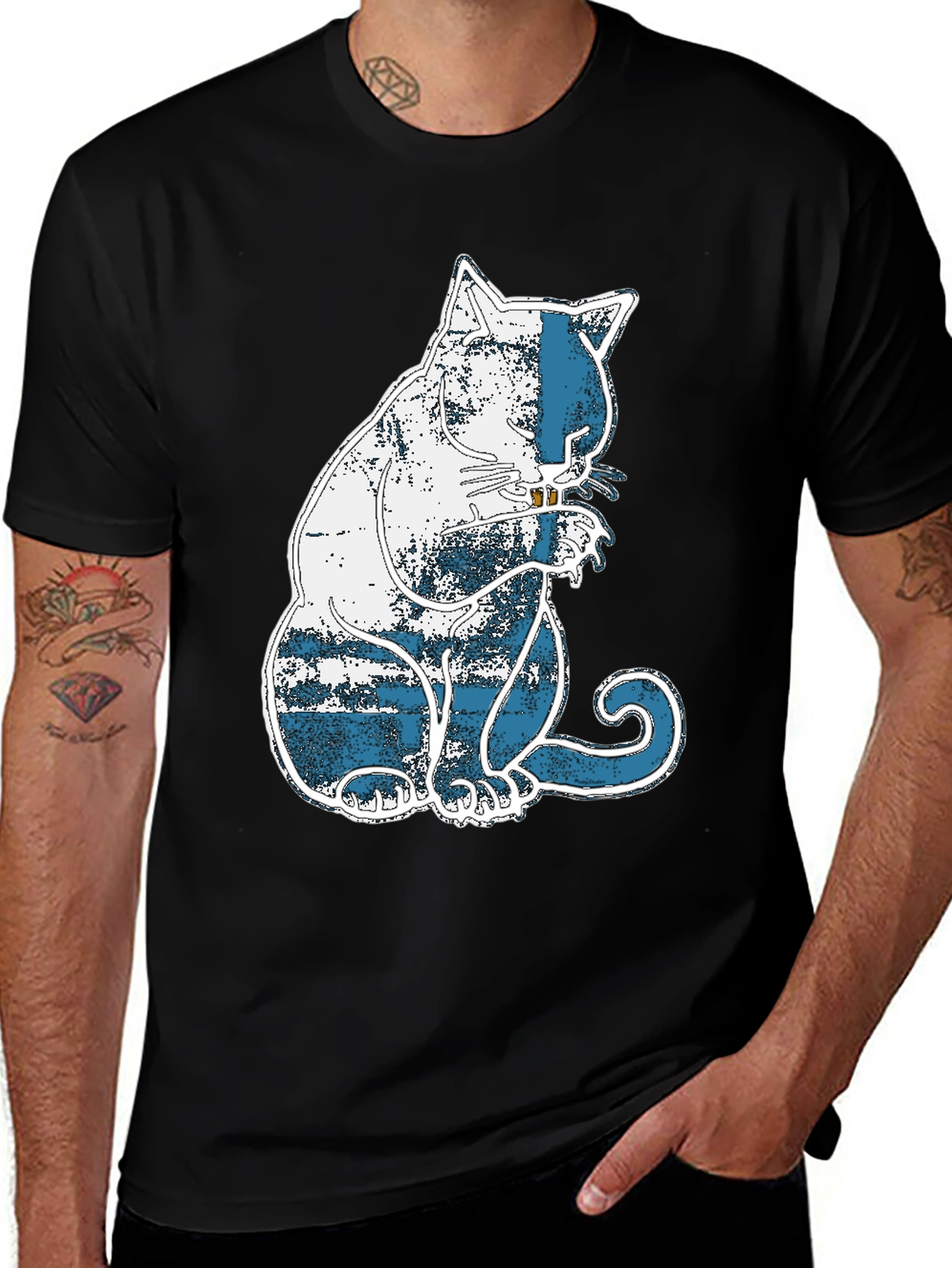 Variant 3 of Distressed Cat Graphic T-Shirt
