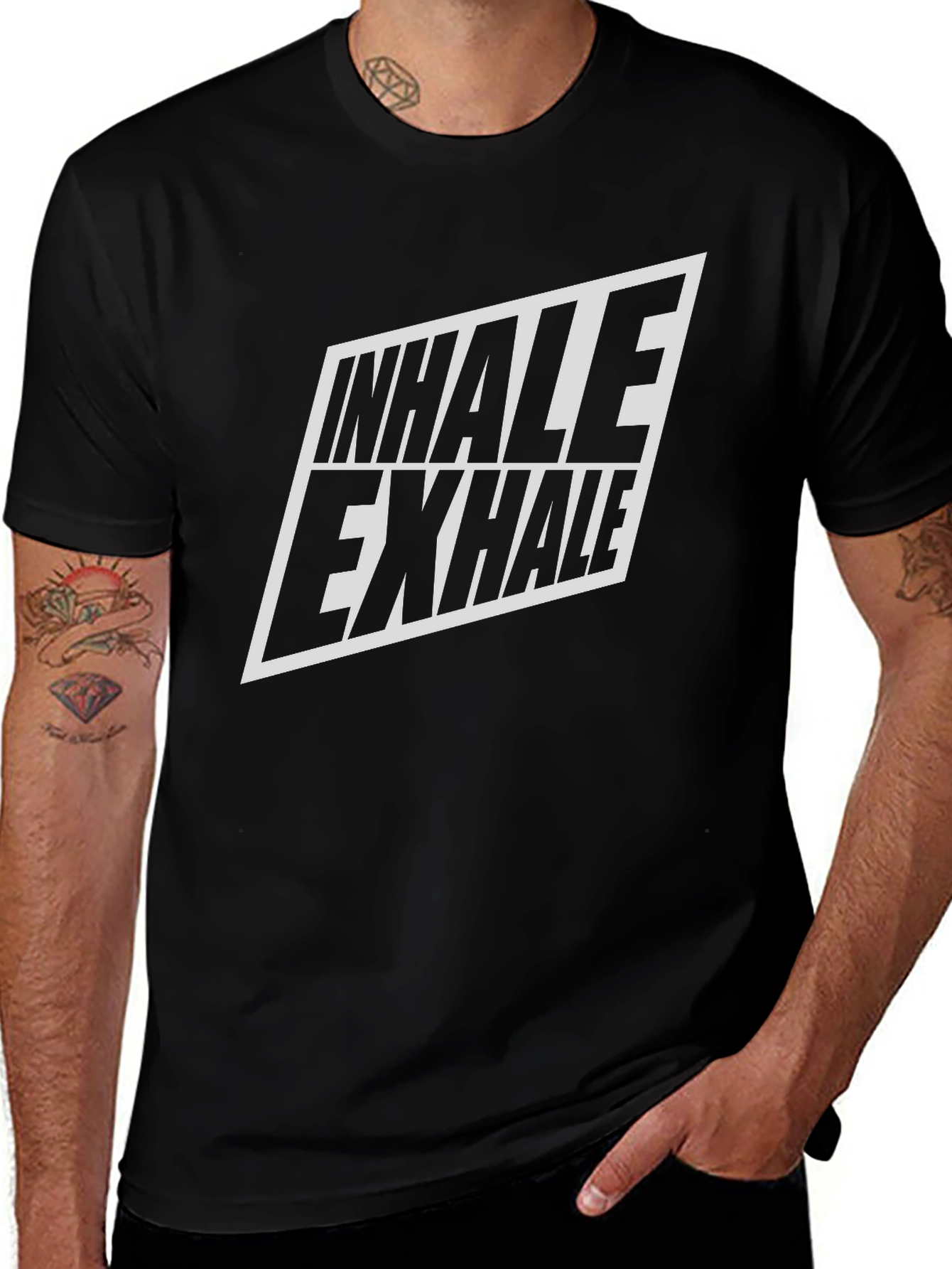 Inhale Exhale Graphic T-Shirt - Black