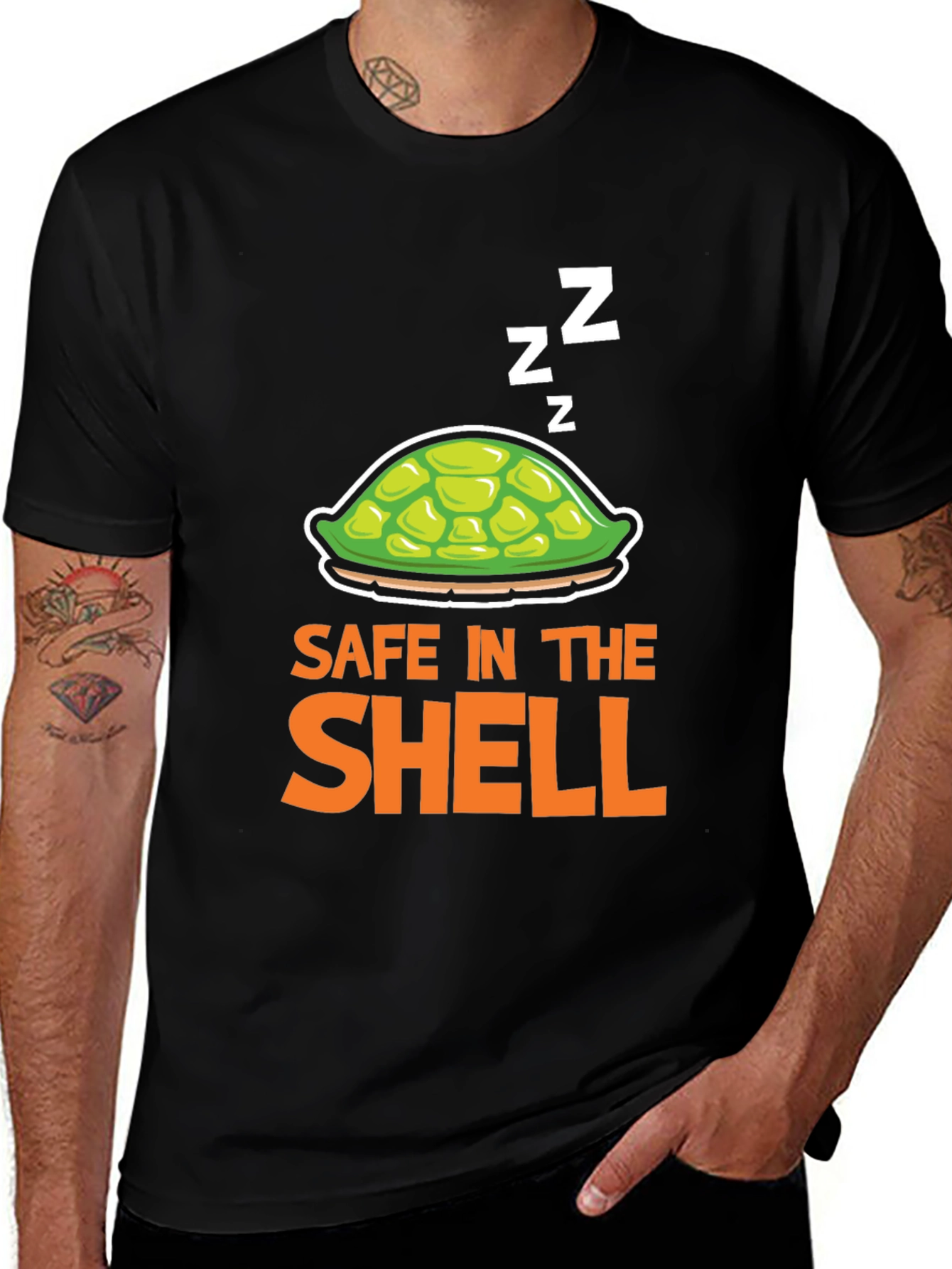 Variant 4 of Safe in the Shell T-Shirt - Sleeping Turtle Tee