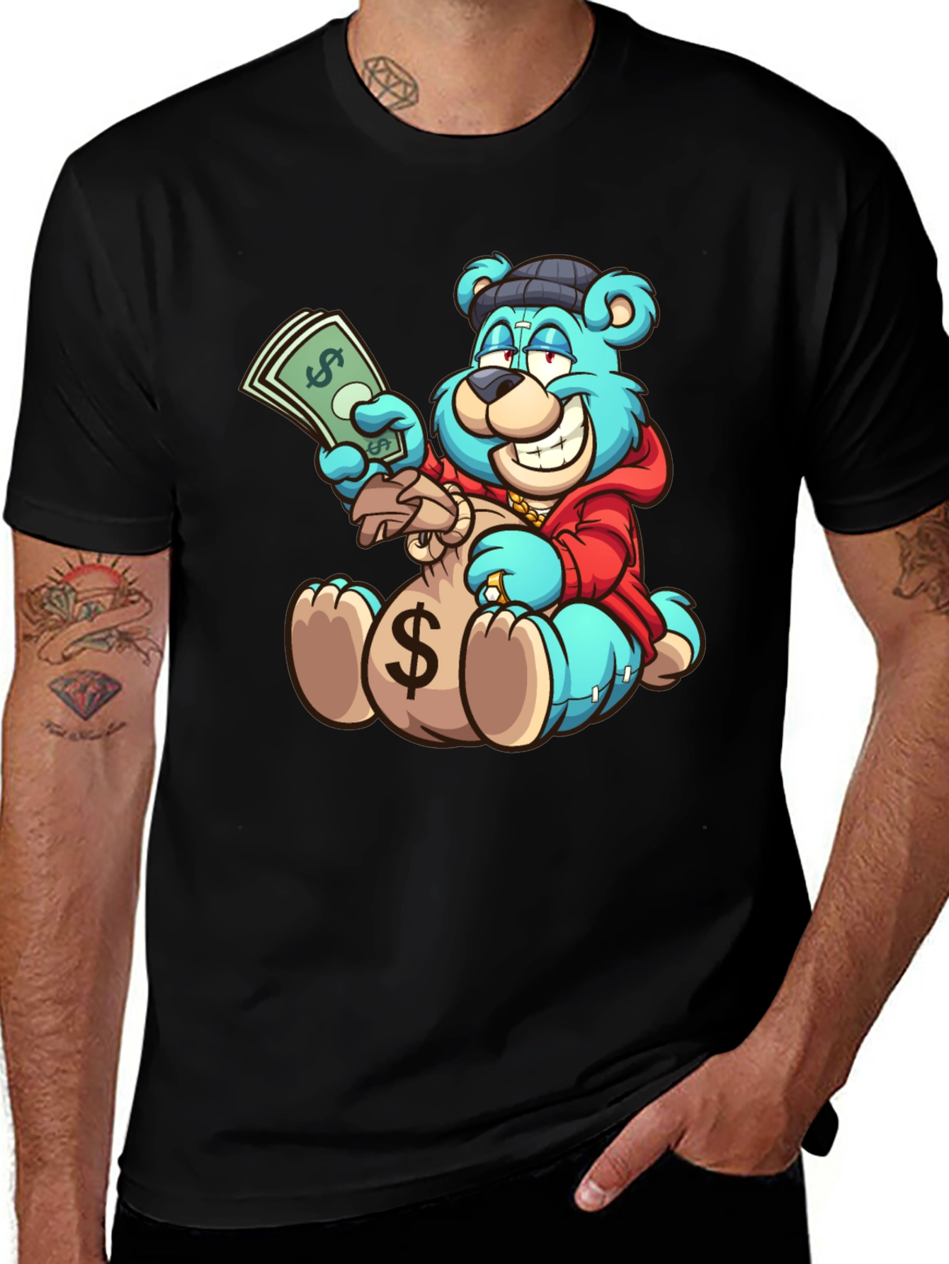Variant 6 of Money Bear Graphic Tee - Black