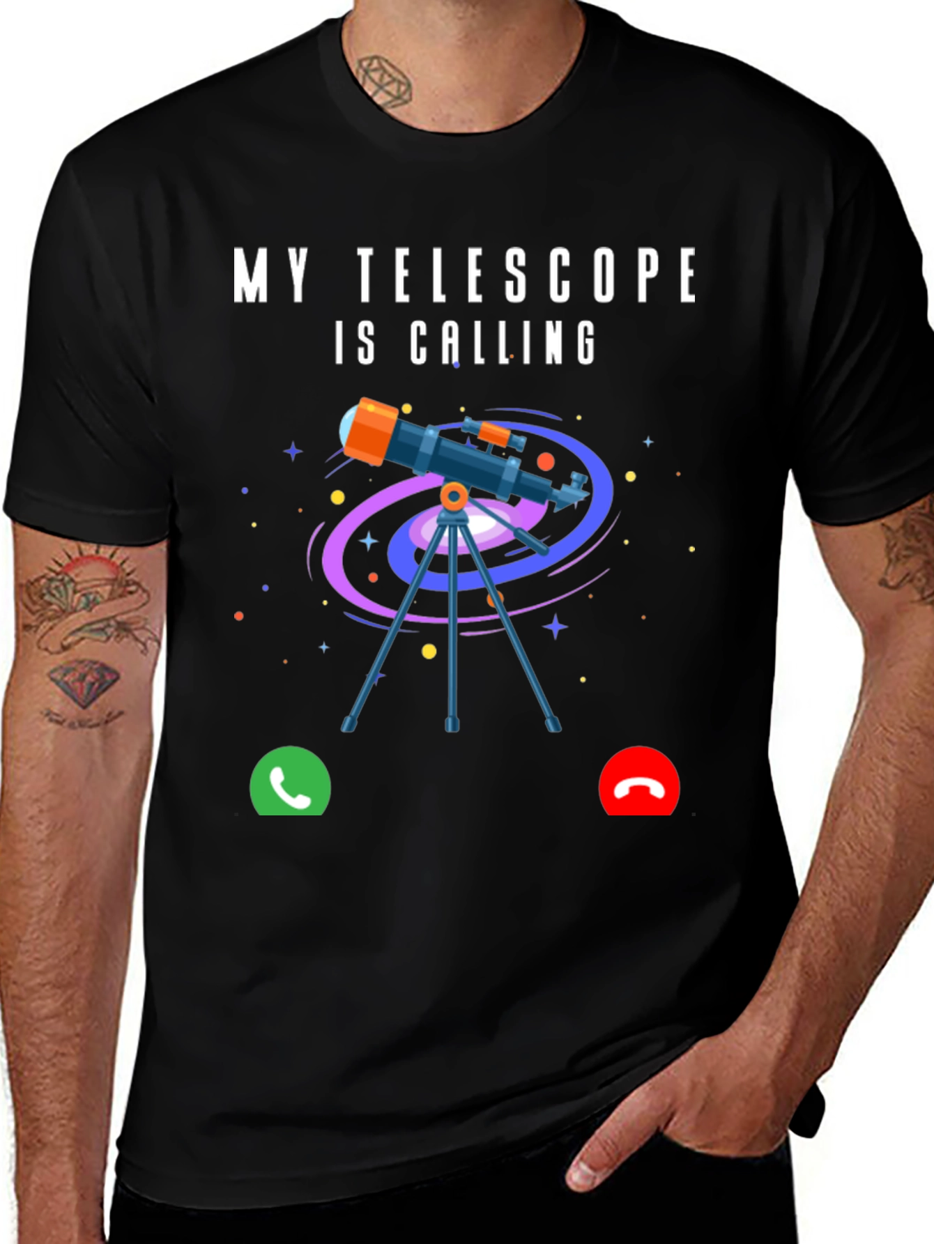 Variant 14 of Telescope Calling Graphic Tee - Astronomy Lover Gift