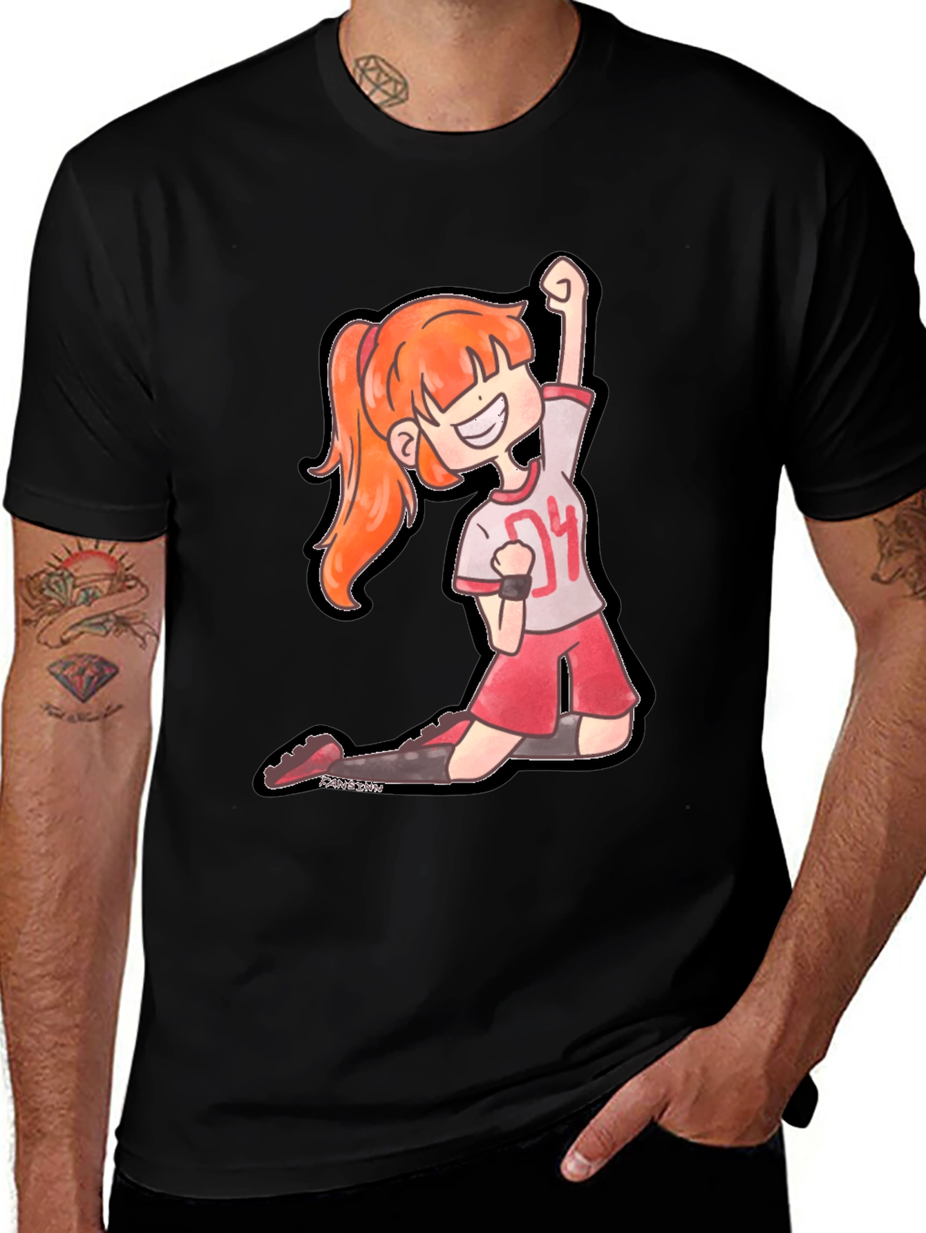 Variant 7 of Cheerleader Graphic Tee - Black Cotton T-Shirt