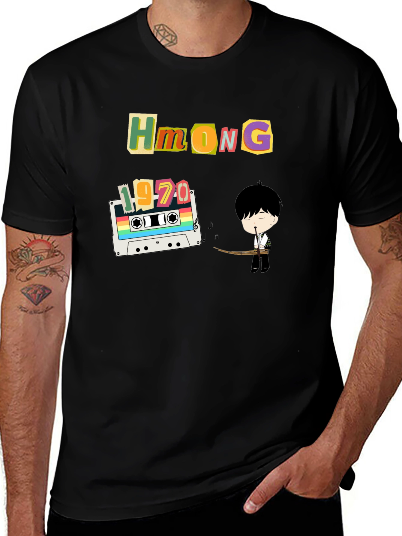 Retro Hmong Pride Black T-Shirt