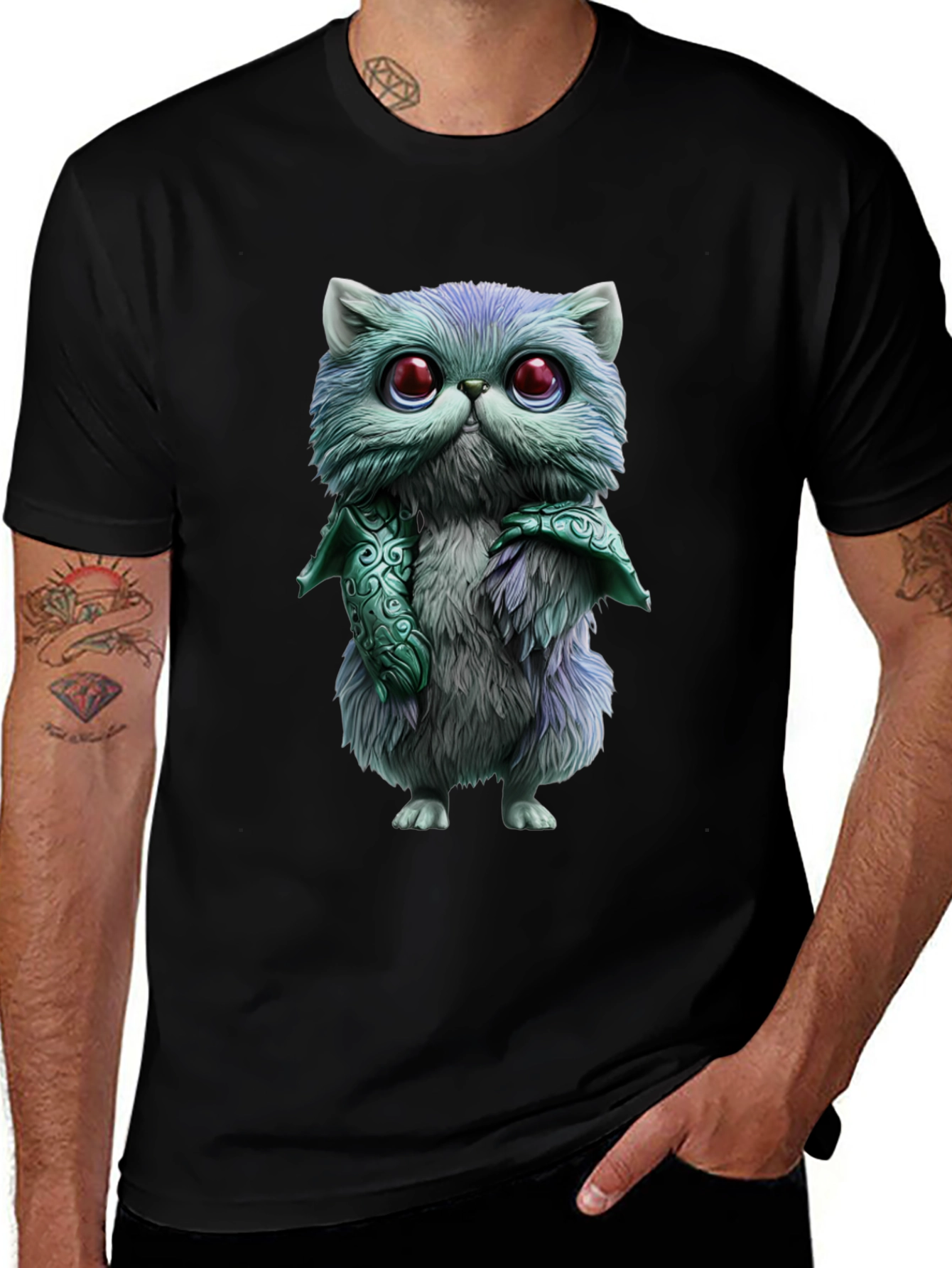 Variant 11 of Whimsical Feline T-Shirt - Cute Cartoon Cat Design