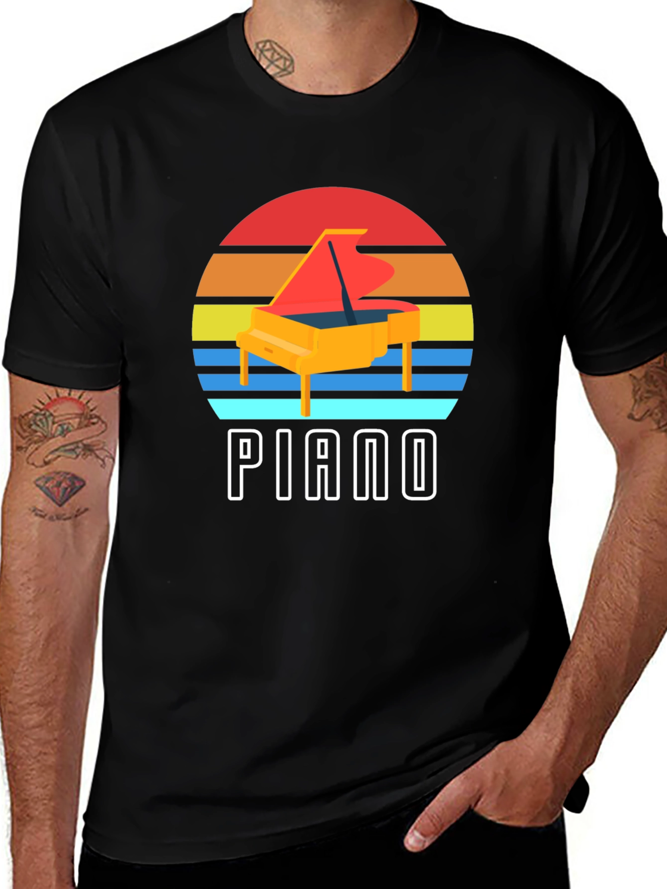 Variant 9 of Retro Piano Sunset Graphic Tee