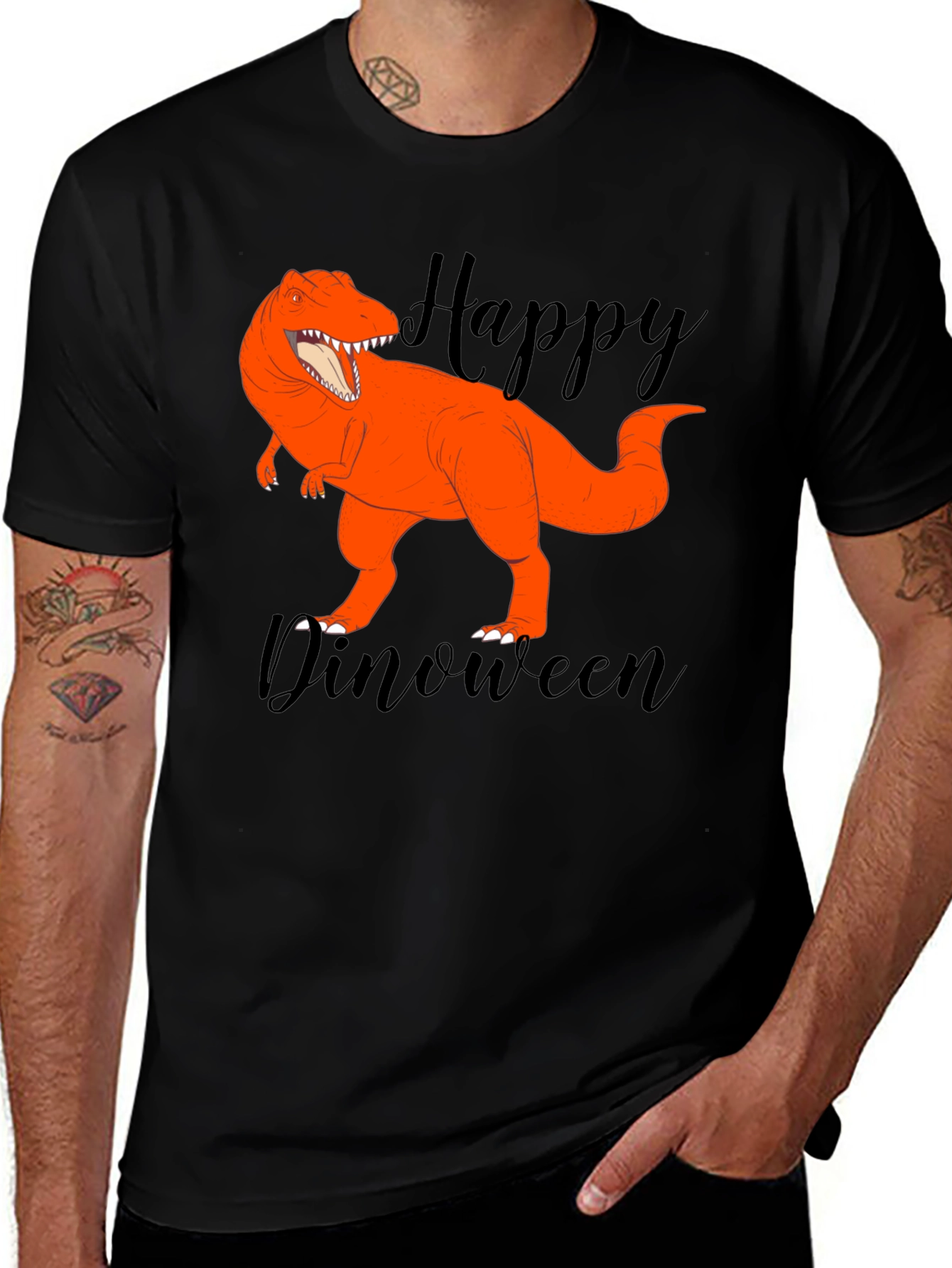 Happy Dinoween Black T-Shirt
