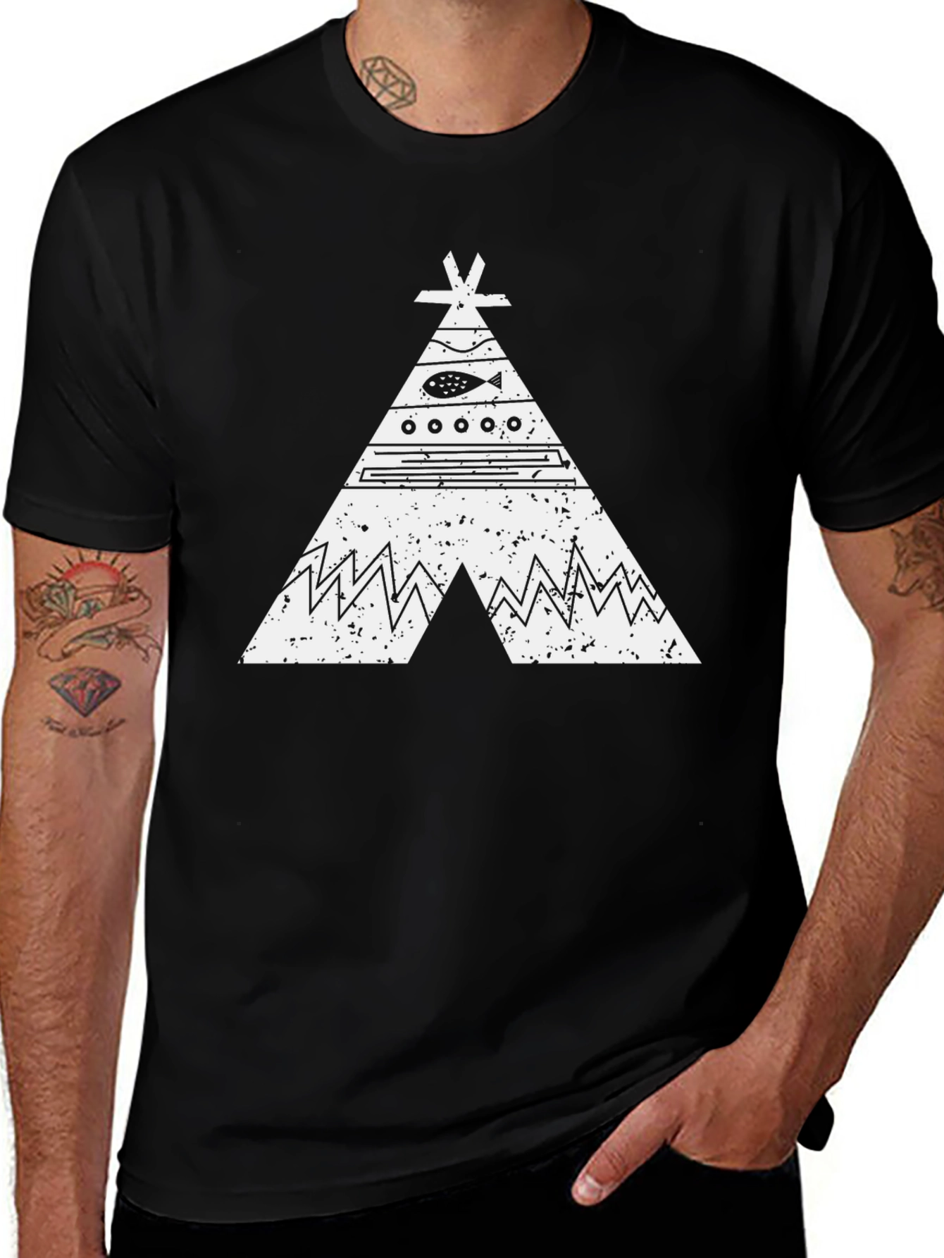 Variant 27 of Native Teepee T-Shirt - Black