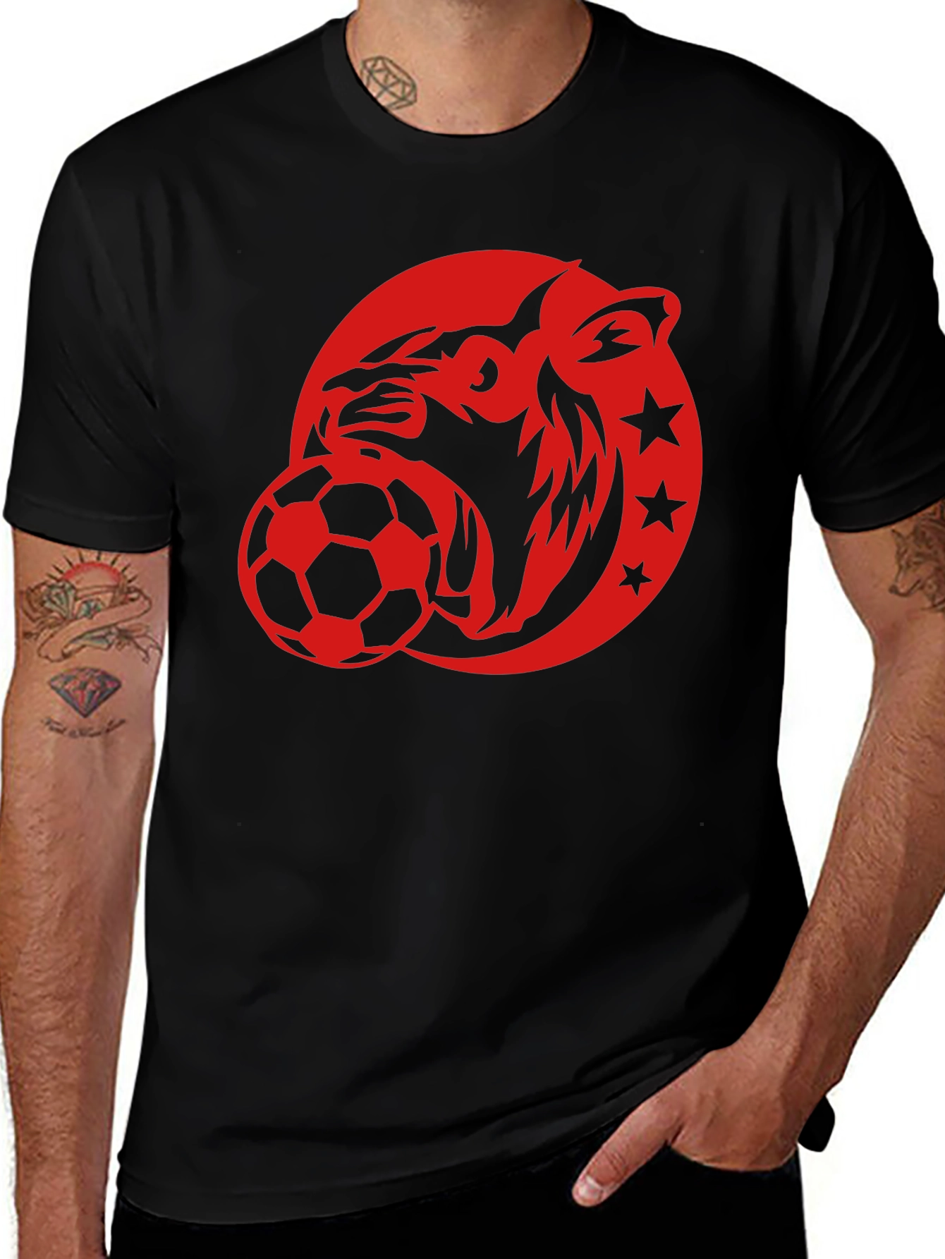 Tiger Soccer Graphic Tee - Men's Black T-Shirt