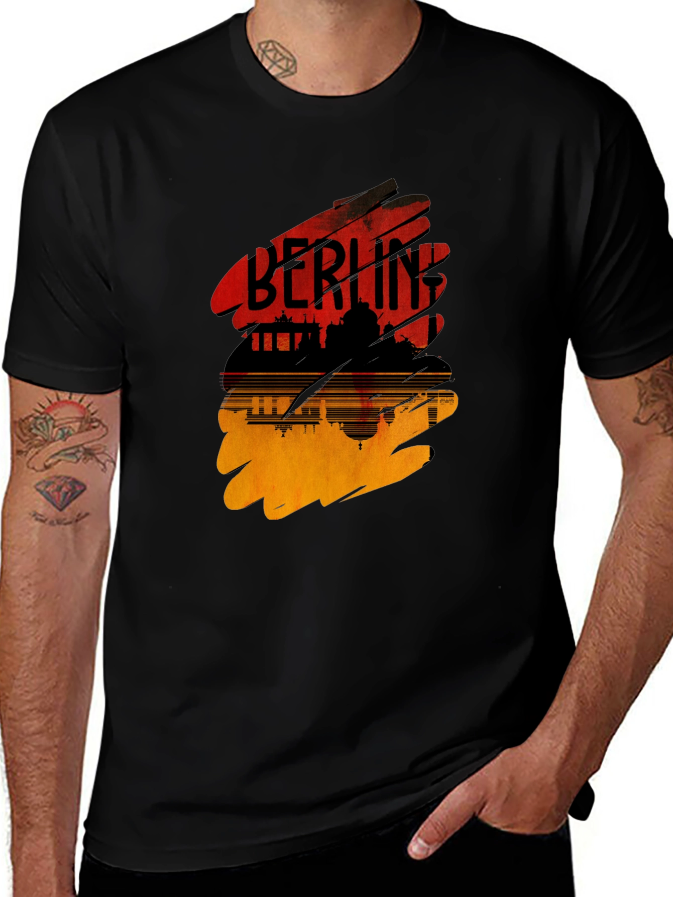 Variant 25 of Berlin Skyline Graphic Tee - Stylish Men's Black T-Shirt