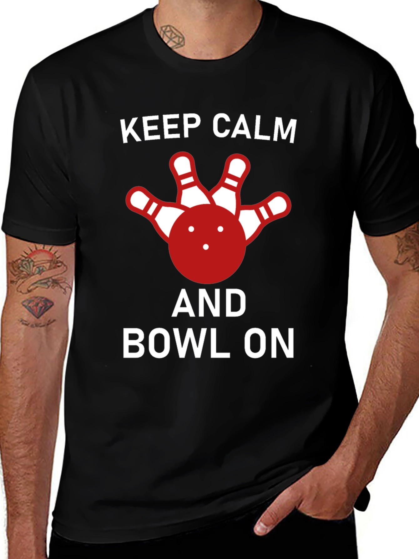 Variant 10 of Keep Calm and Bowl On T-Shirt - Bowling Lover Gift