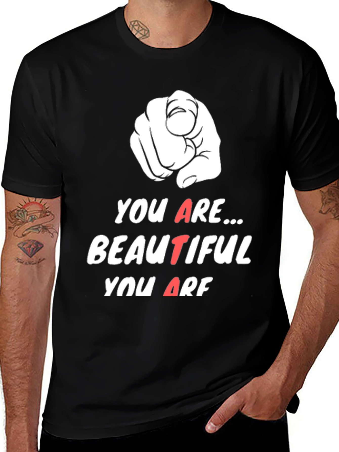 Variant 26 of You Are Beautiful T-Shirt - Black Graphic Tee