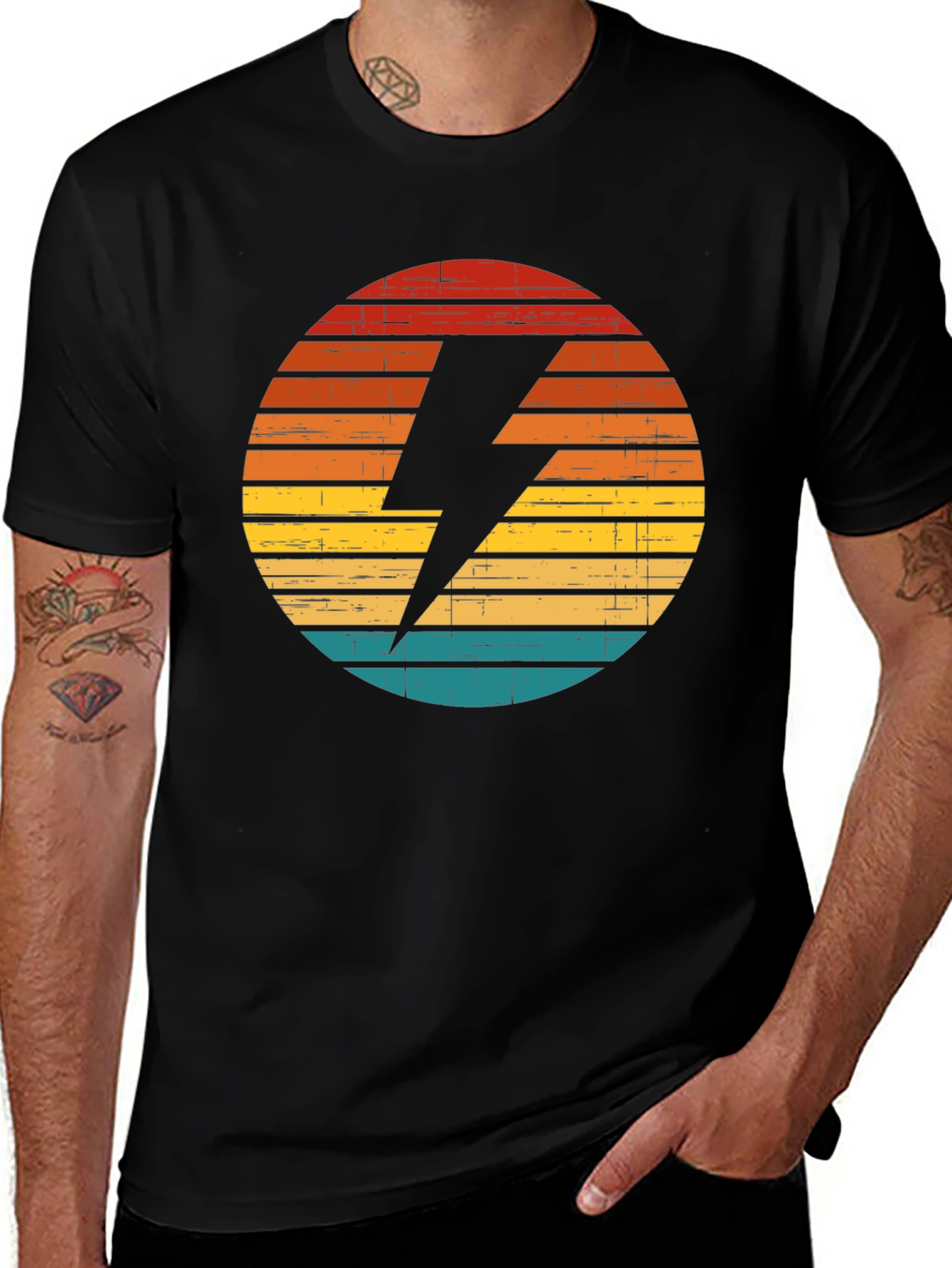 Variant 18 of Retro Sunset Lightning Bolt Graphic Tee