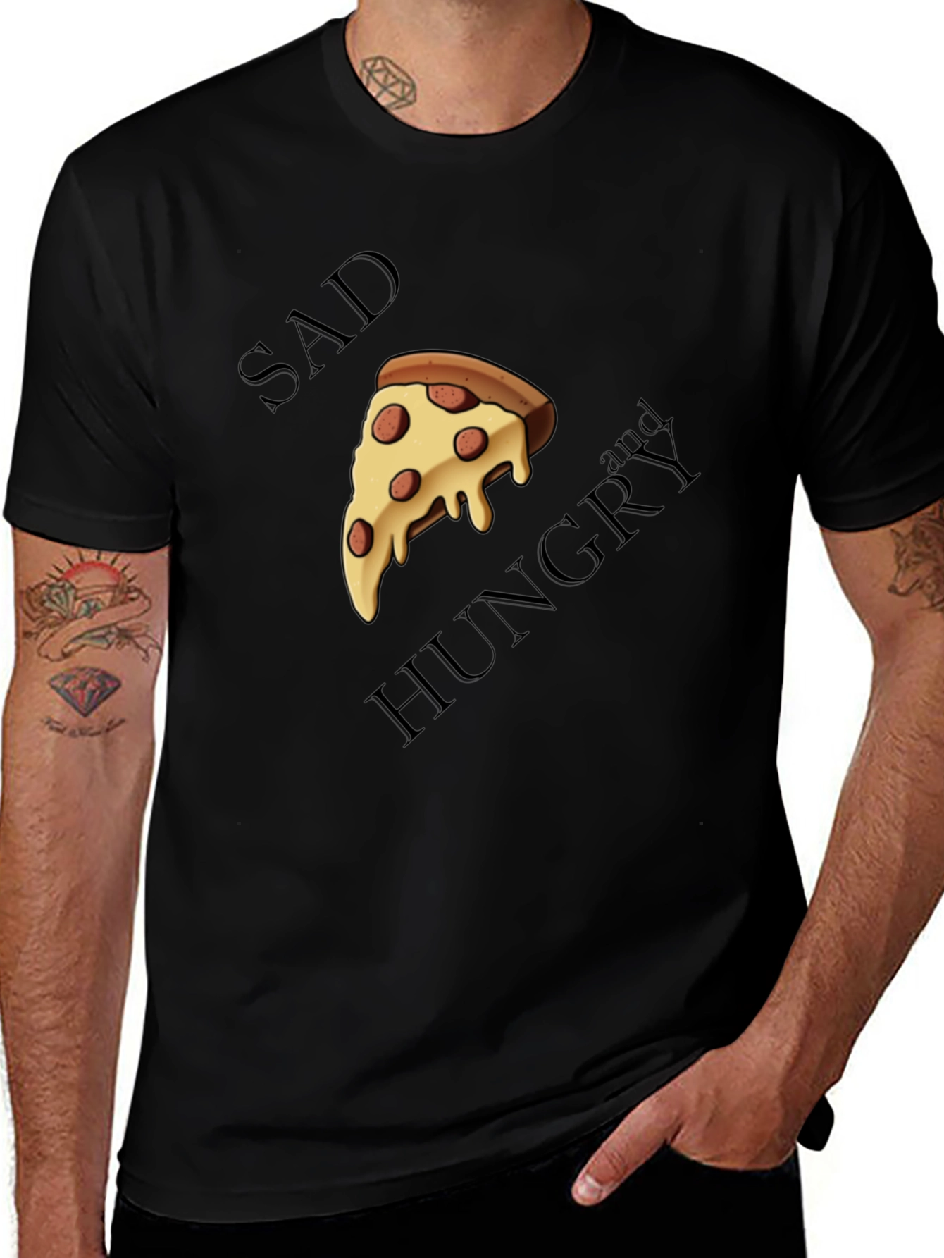 Variant 3 of Sad and Hungry Pizza T-Shirt