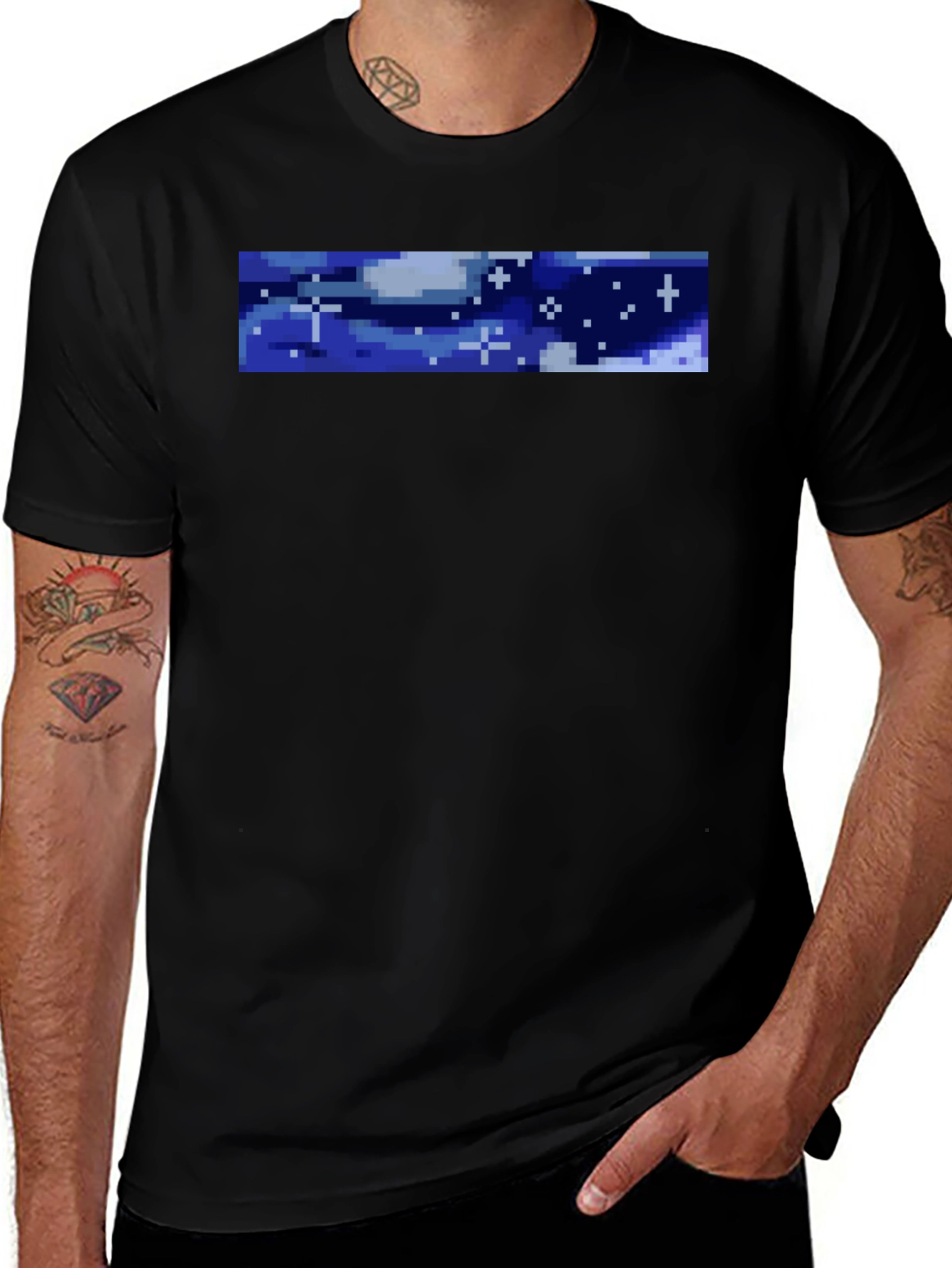 Variant 2 of Pixel Sky Graphic Black T-Shirt