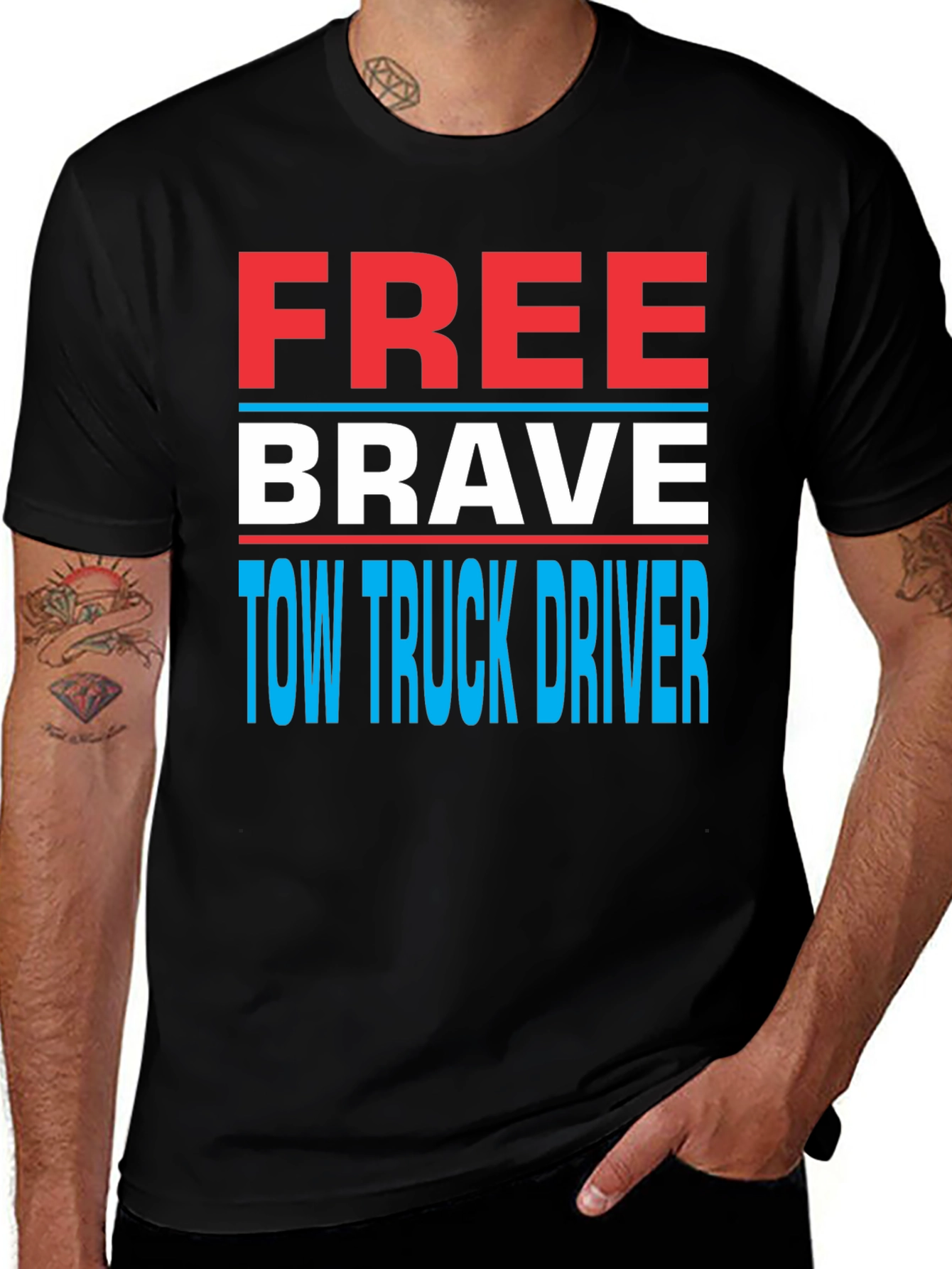 Variant 29 of Free Brave Tow Truck Driver T-Shirt