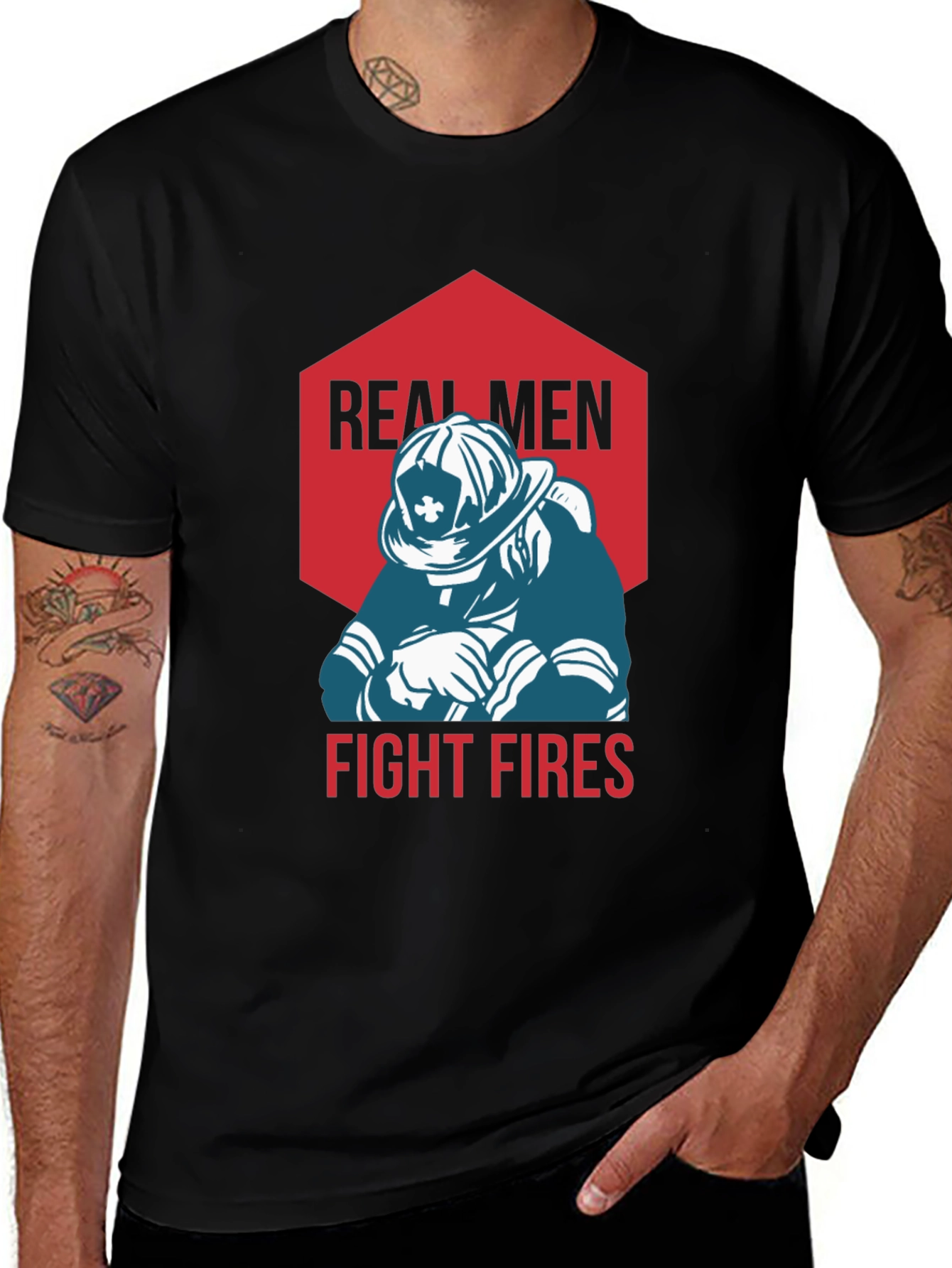 Variant 12 of Real Men Fight Fires Graphic Tee