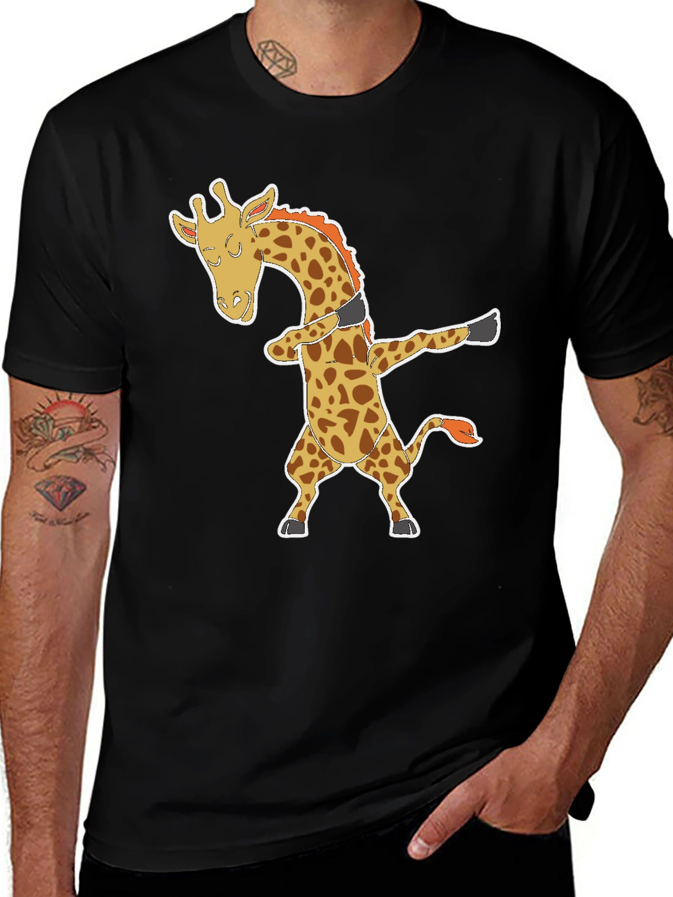Variant 26 of Dabbing Giraffe Graphic Tee - Black