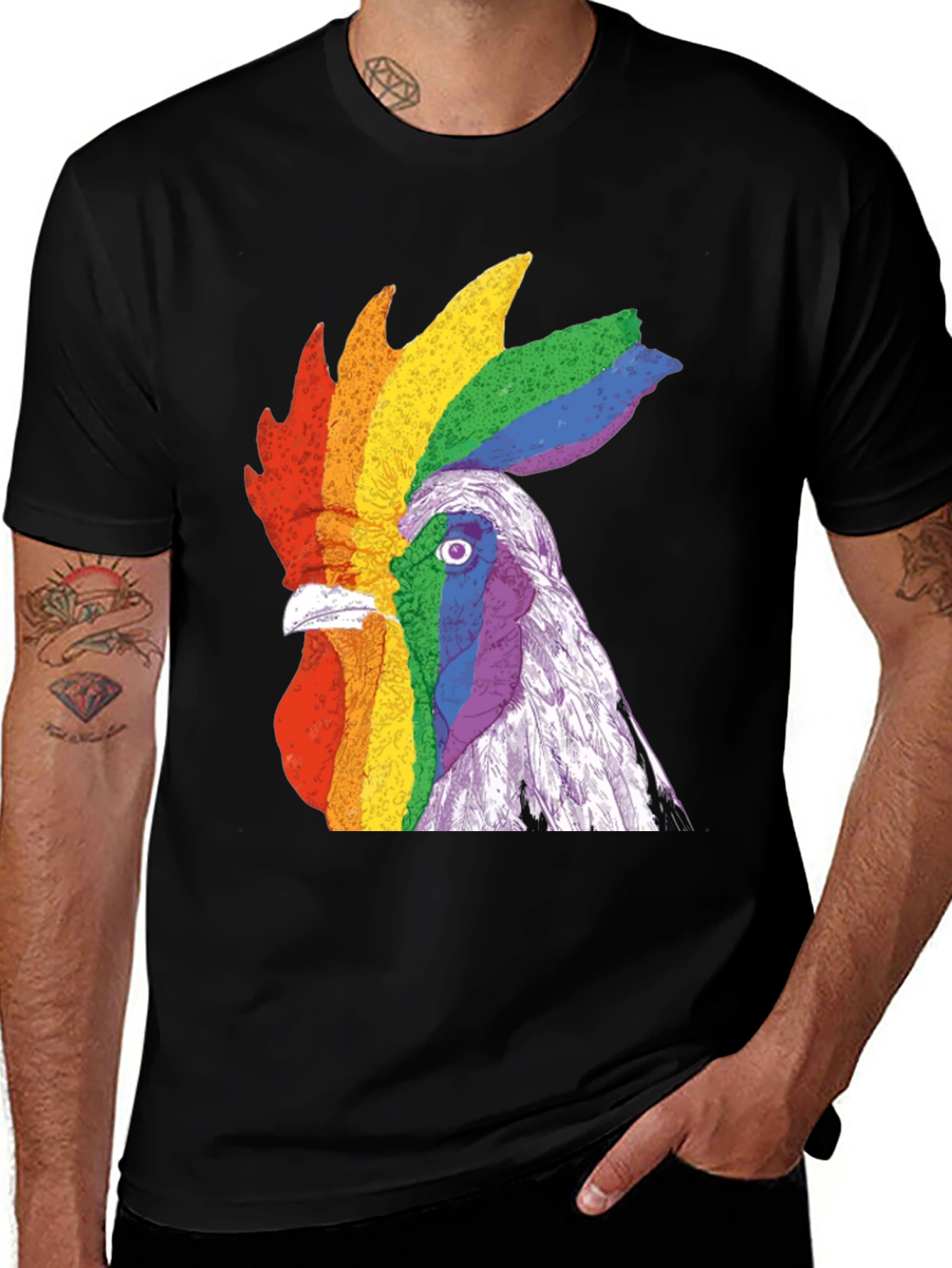 Variant 13 of Rainbow Rooster Graphic Tee - Bold Pride Statement!