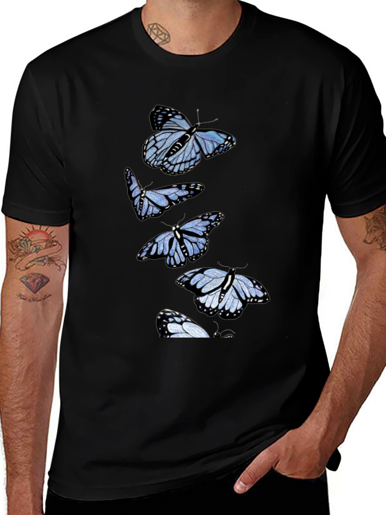 Variant 17 of Butterfly Graphic Tee - Black Cotton Blend