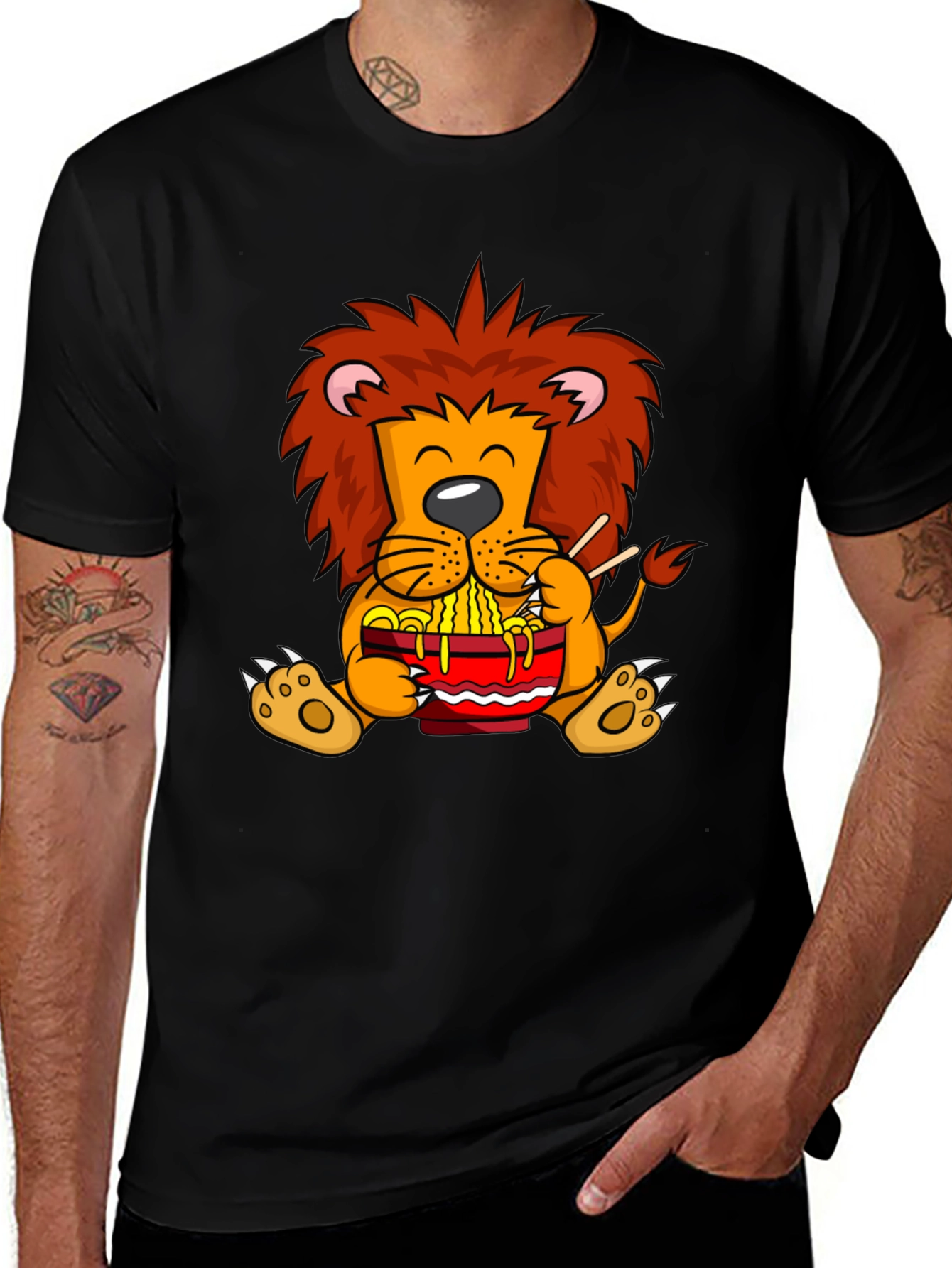 Black Lion Ramen T-Shirt - Cartoon Style main image