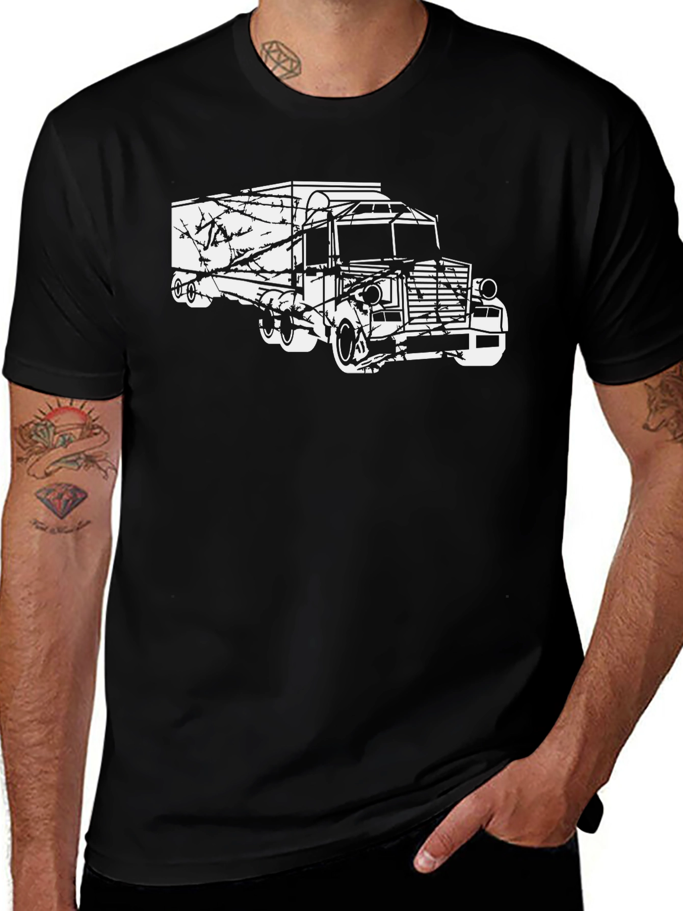 Variant 30 of Vintage Truck Graphic T-Shirt - Black