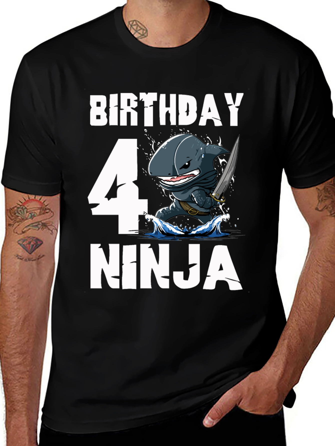 Variant 14 of Birthday Ninja Shark T-Shirt - Size 4