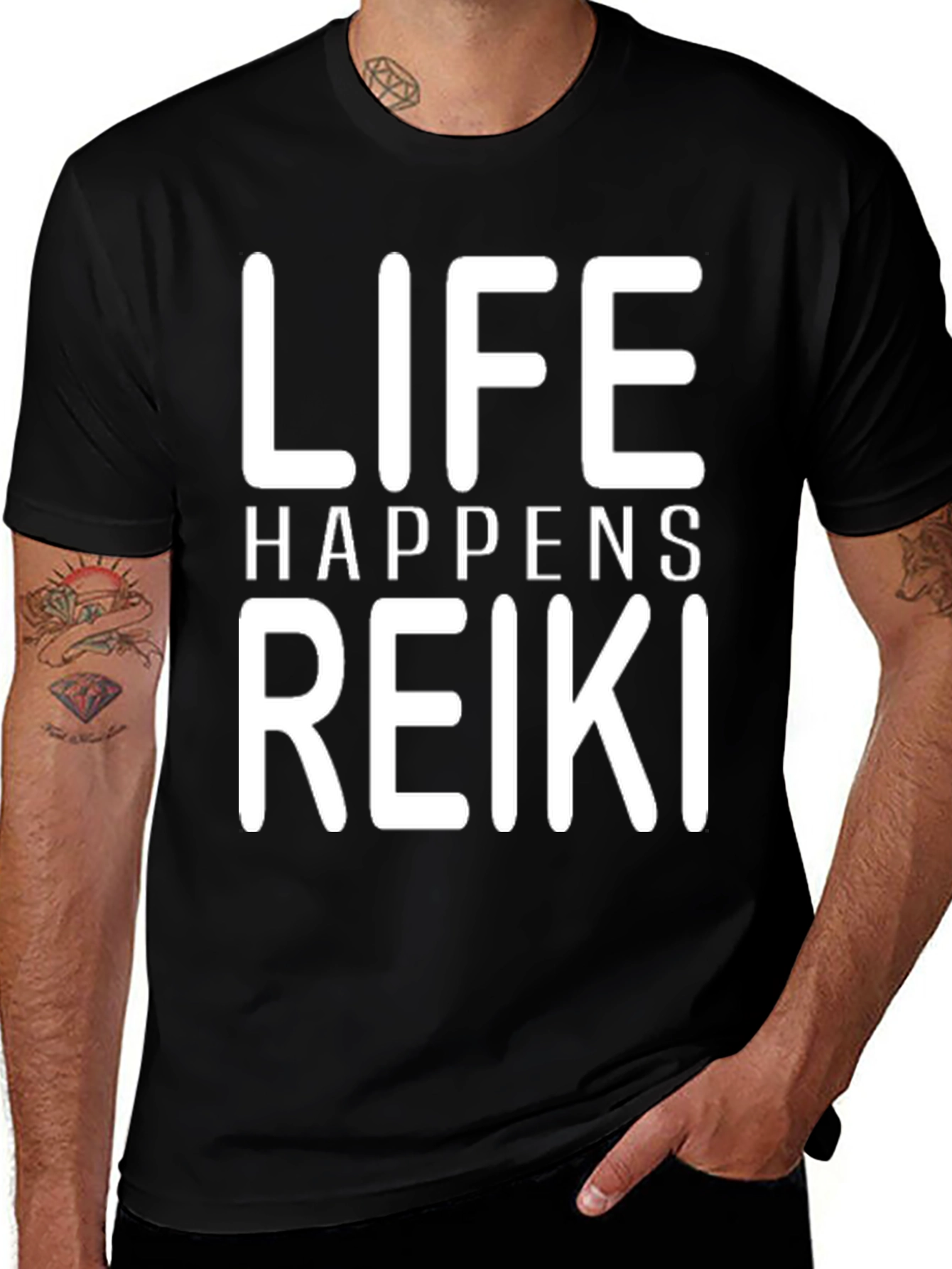 Life Happens Reiki T-Shirt - Black Graphic Tee