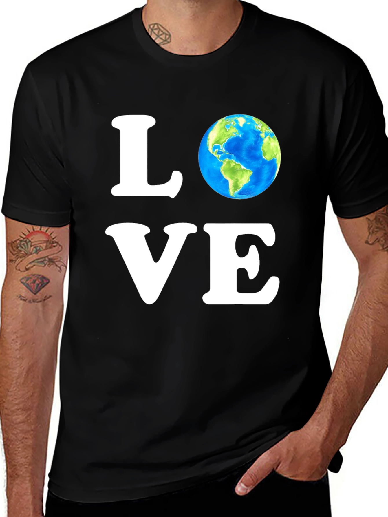 Variant 25 of Love Earth Graphic T-Shirt - Black Casual Tee
