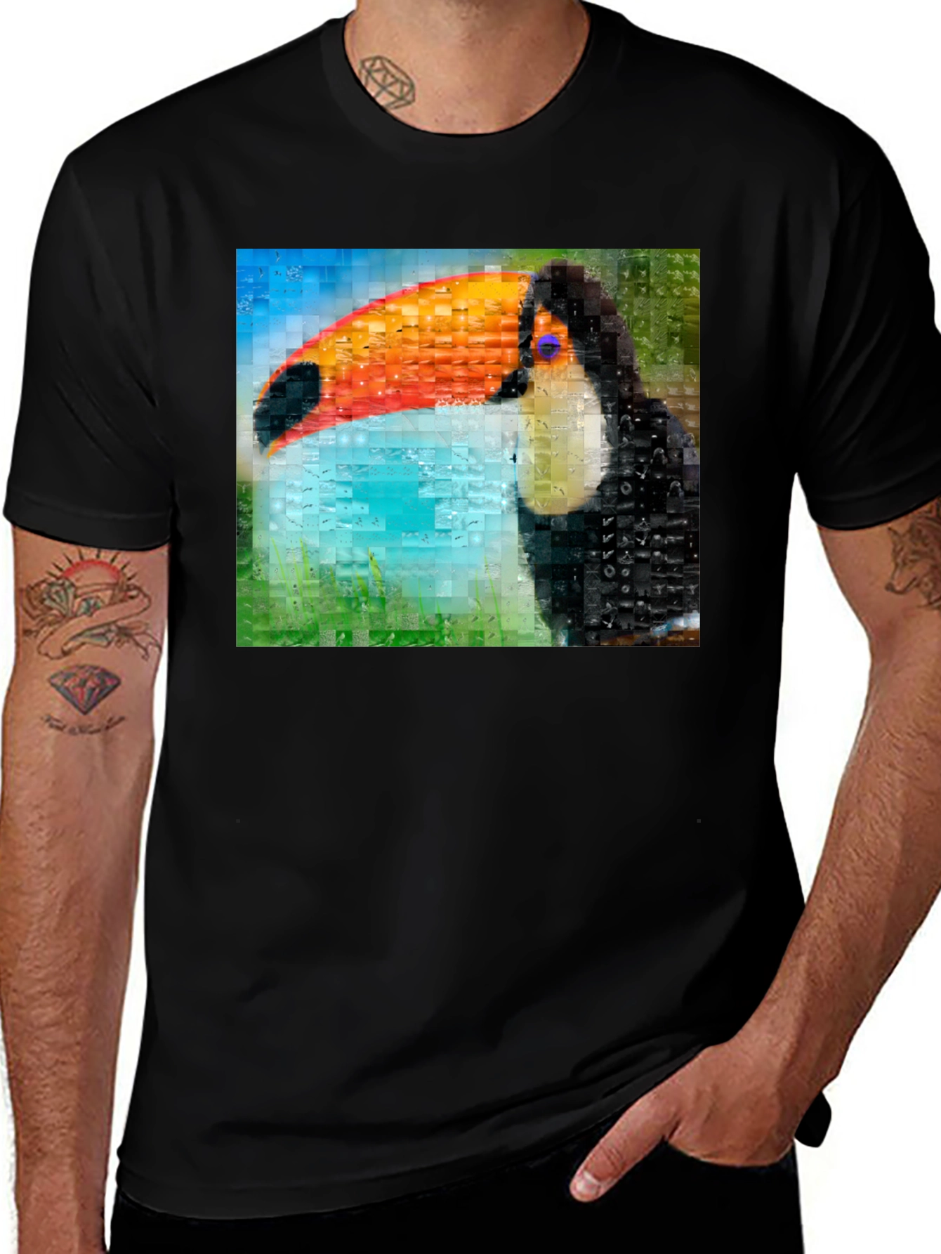 Variant 24 of Toucan Mosaic Graphic Tee - Stylish Bird Art Shirt