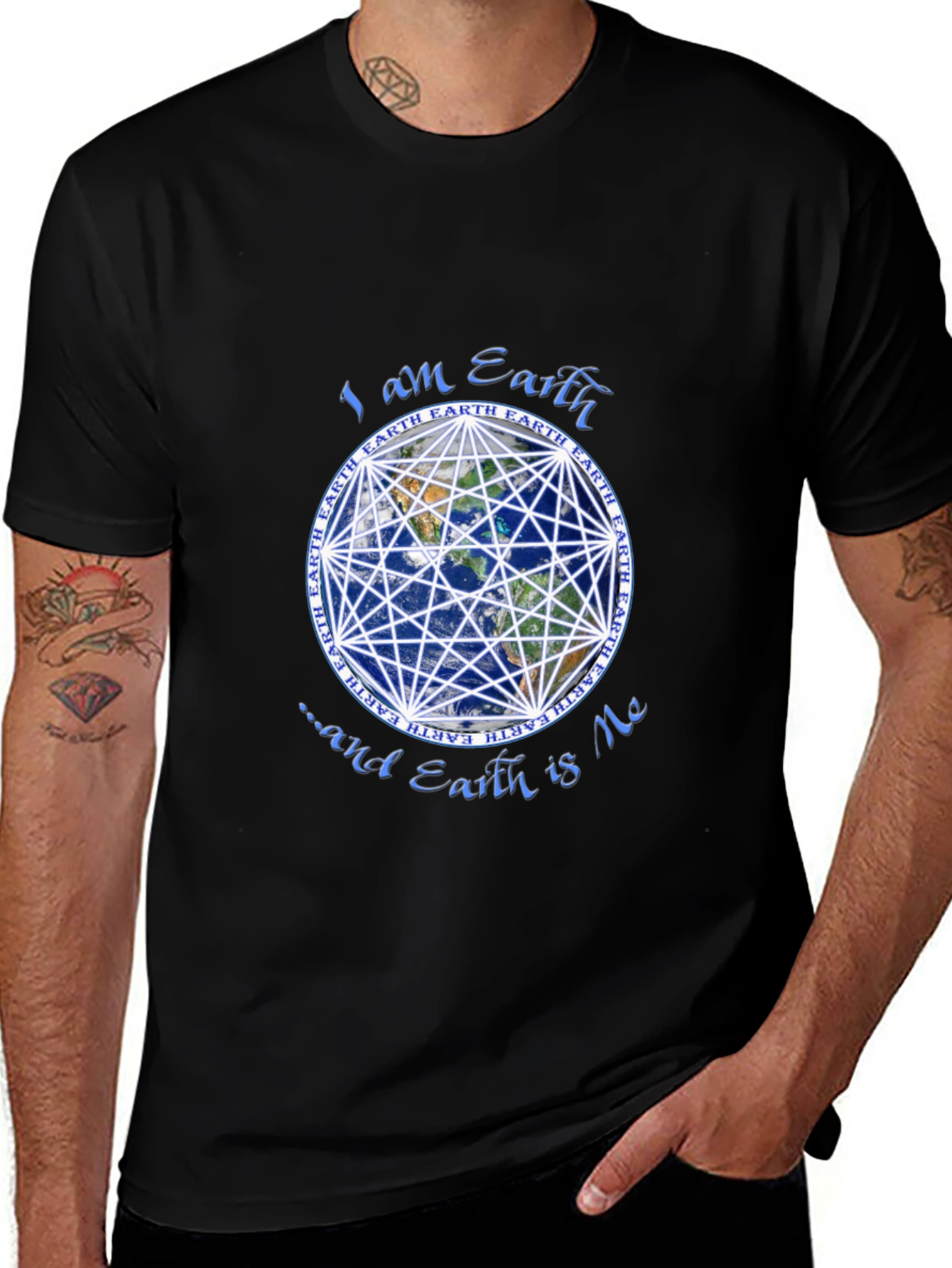 Earth Focus T-Shirt - Geometric Globe Design