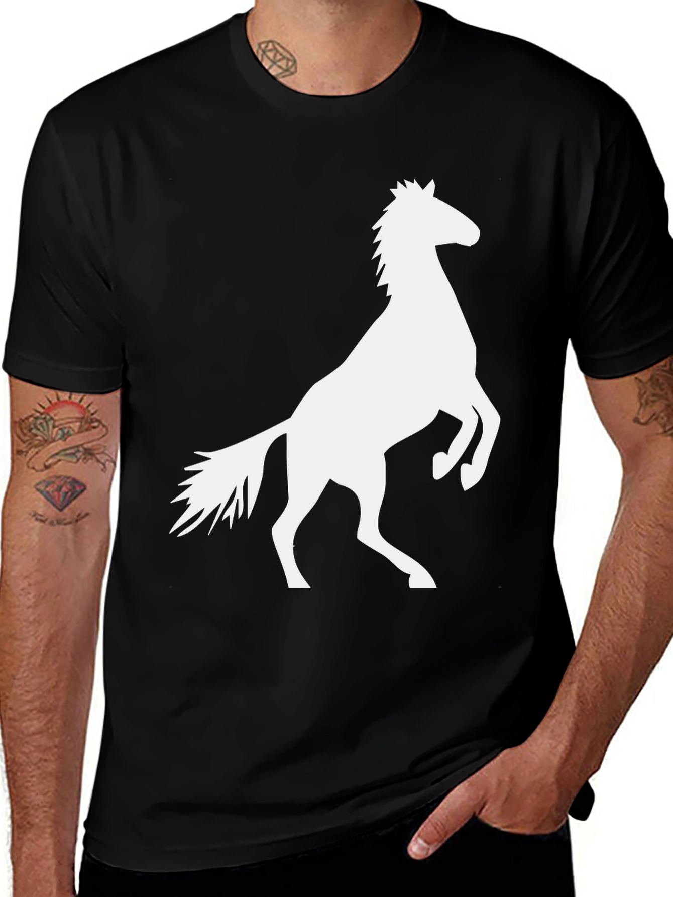 Black Black Tee with Horse Graphic main image