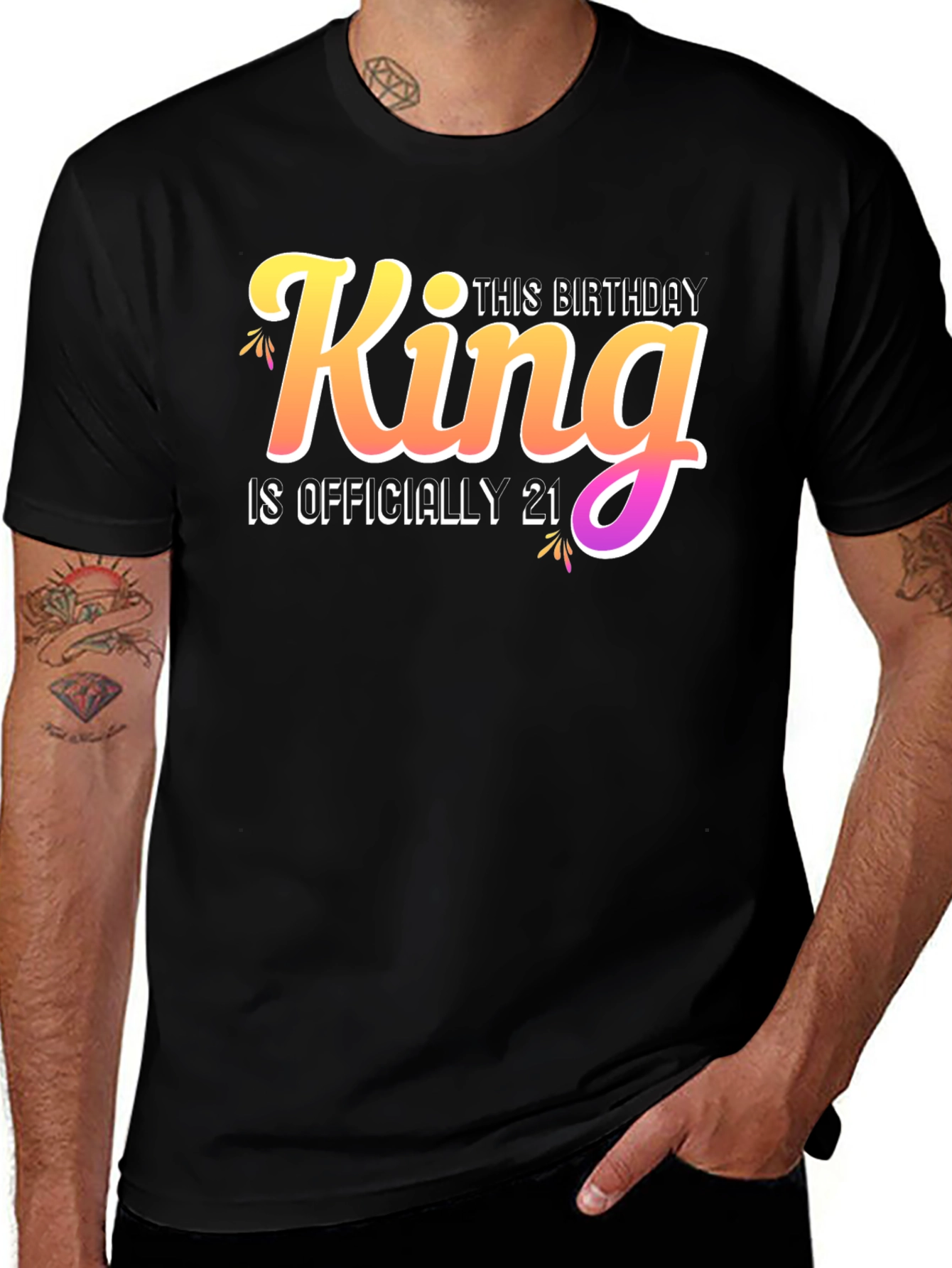 King Birthday 21 T-Shirt - Men's Black Tee