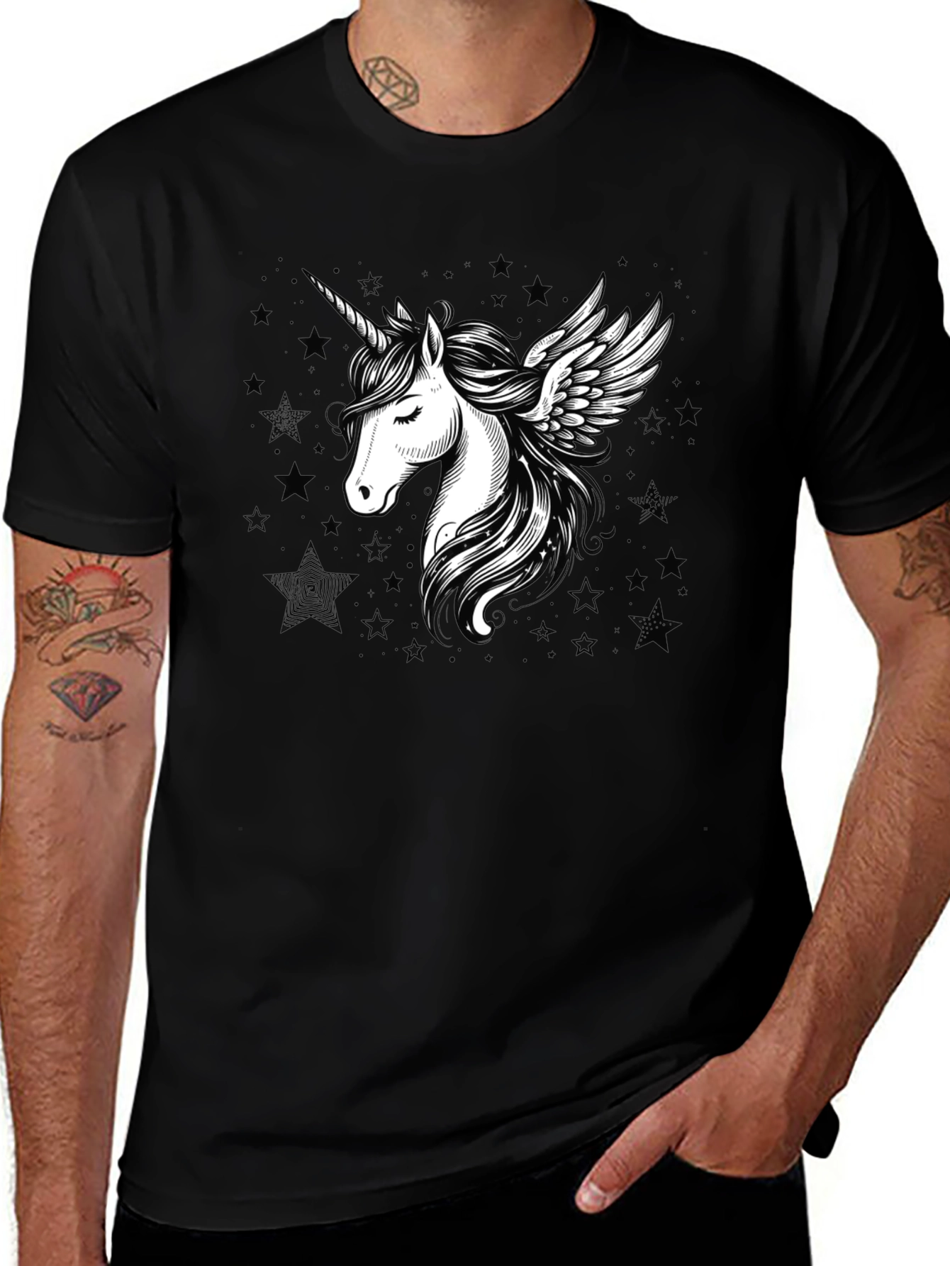 Unicorn Pegasus Graphic Tee - Black