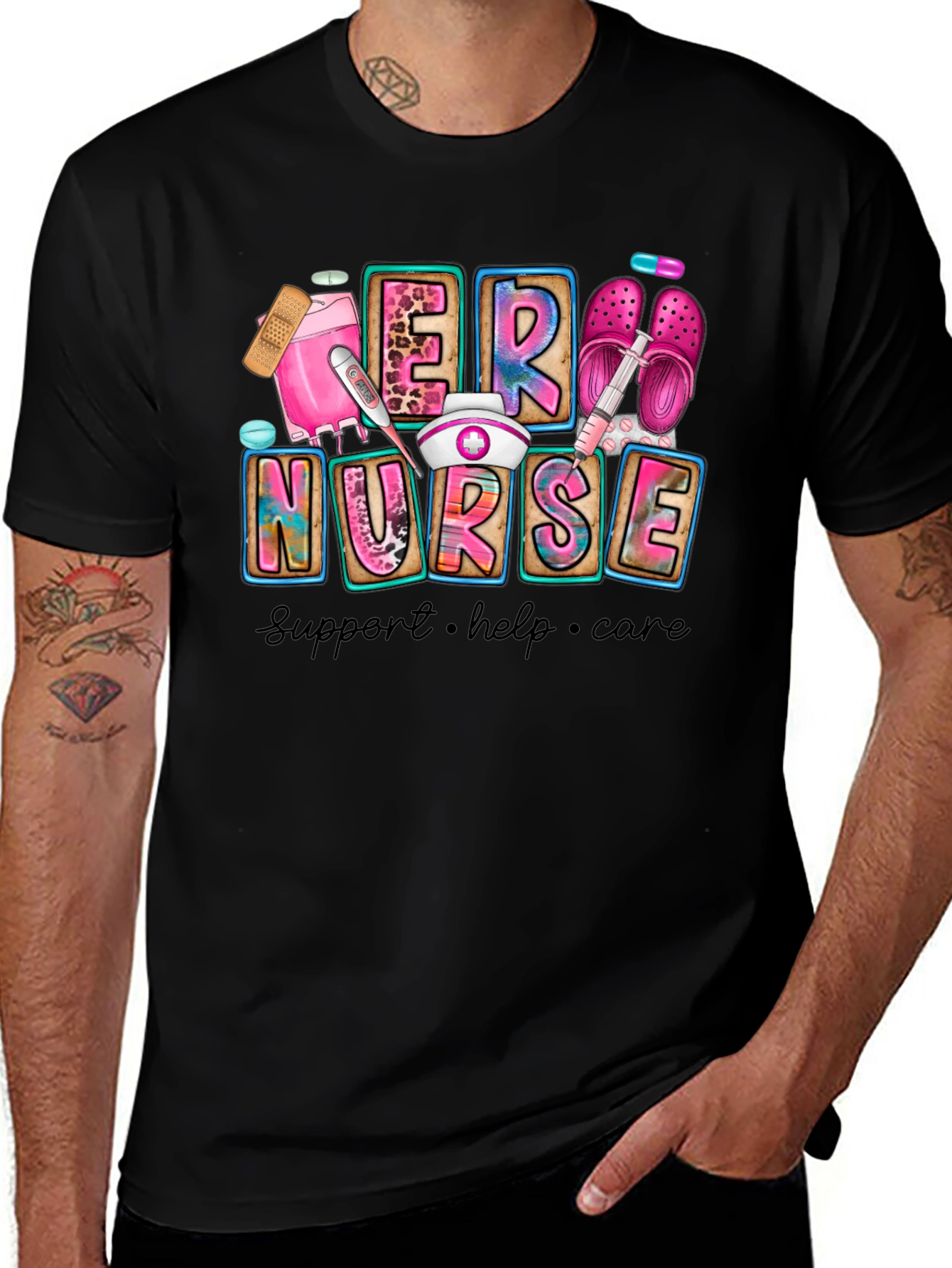 ER Nurse T-Shirt - Support, Help, Care