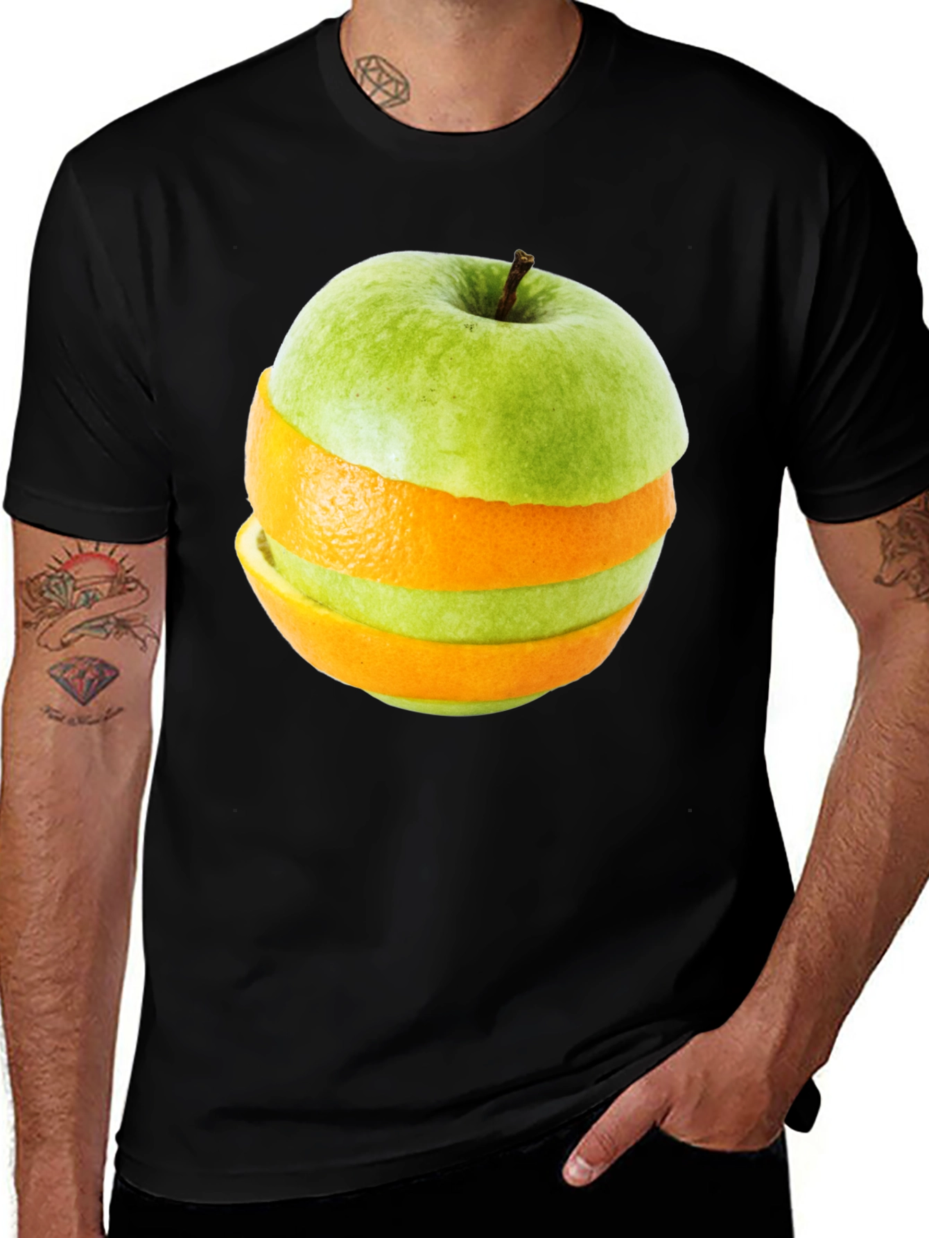 Variant 10 of Fruity Fusion Tee - Apple Orange Slice Graphic T-Shirt
