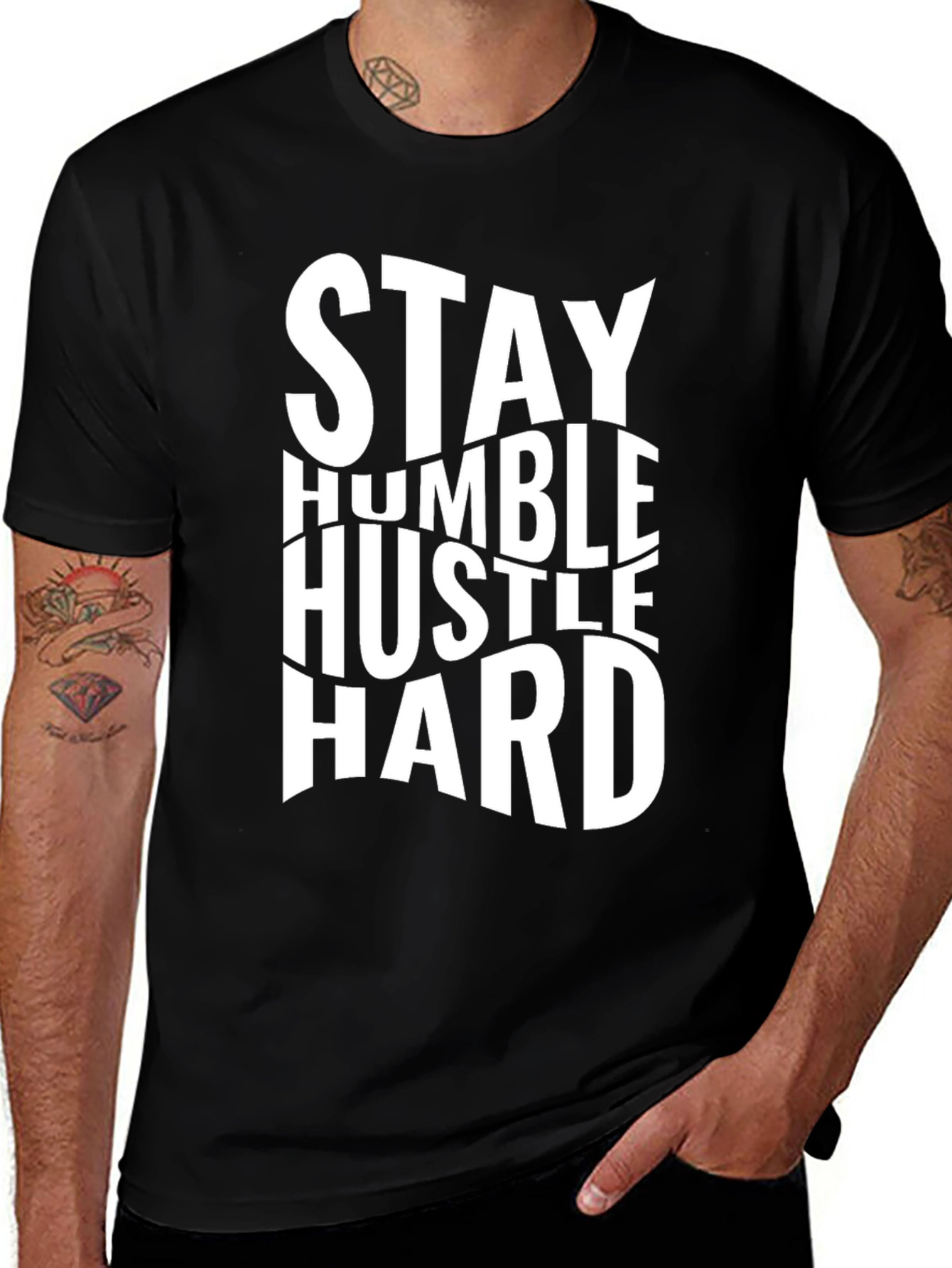 Variant 7 of Stay Humble Hustle Hard Graphic Tee - Black T-Shirt