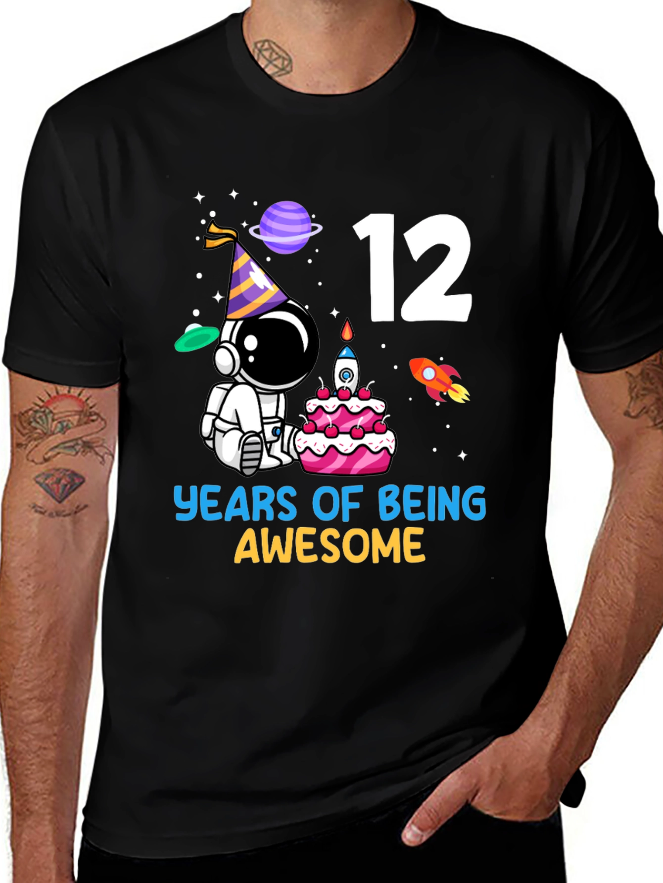 12th Birthday Astronaut T-Shirt - Years of Being Awesome!